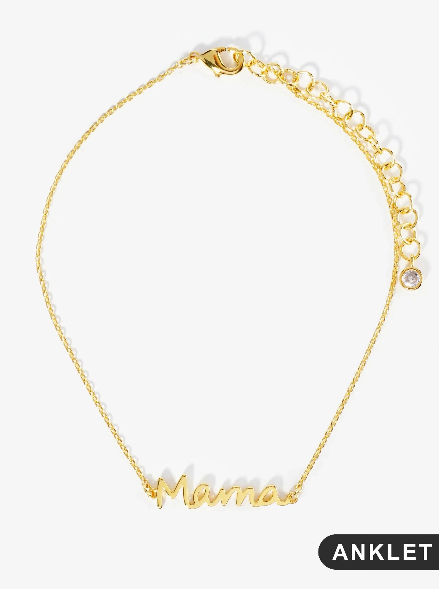 18K Gold Dipped Brass Handwriting Mama Chain Anklet