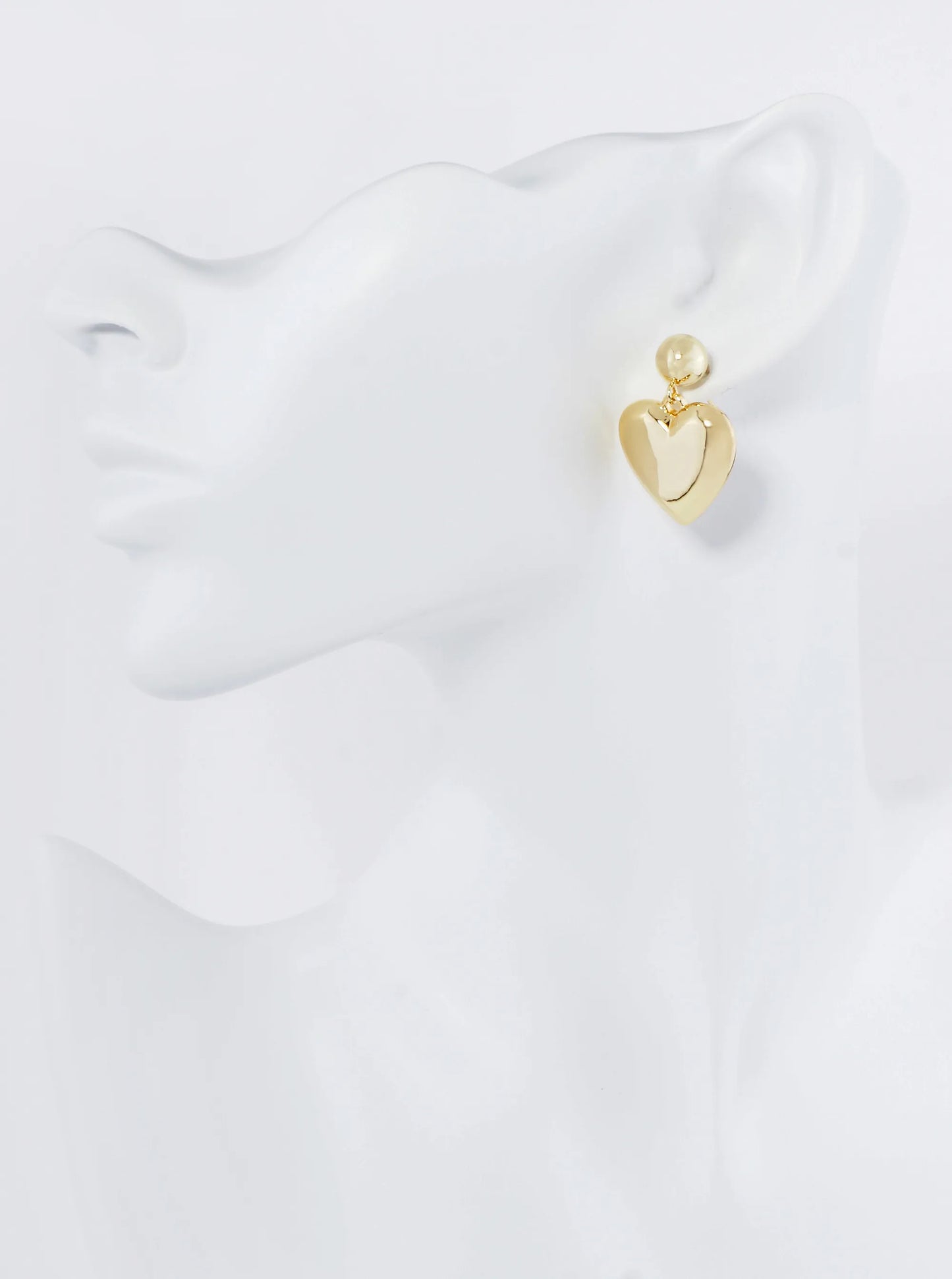 18K Gold Dipped Brass Heart Drop Dangle Post Earrings