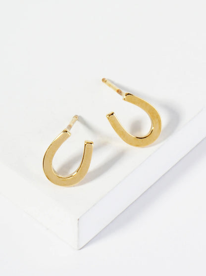 18K Gold Dipped Brass Horseshoe Stud Earrings