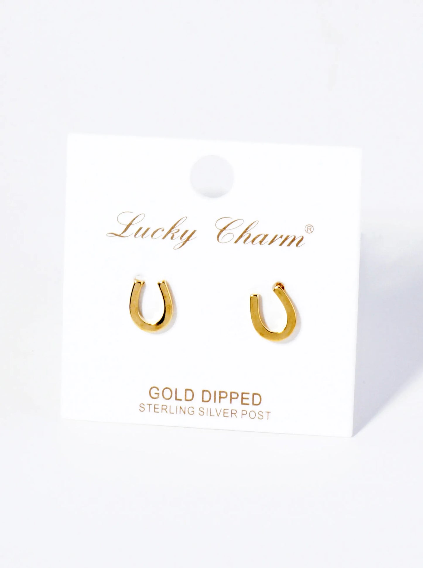 18K Gold Dipped Brass Horseshoe Stud Earrings