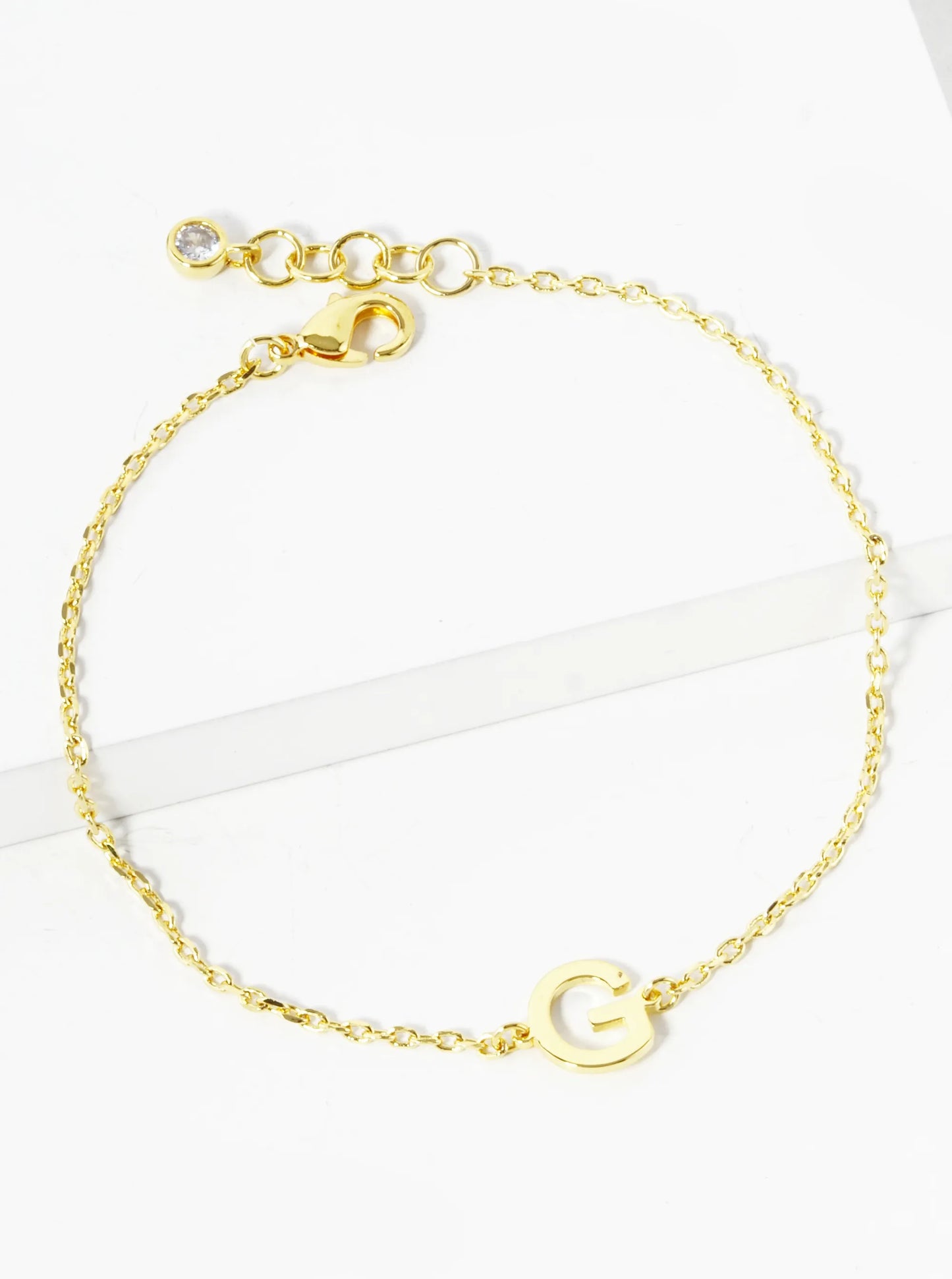18K Gold Dipped Brass Initial Chain Bracelet