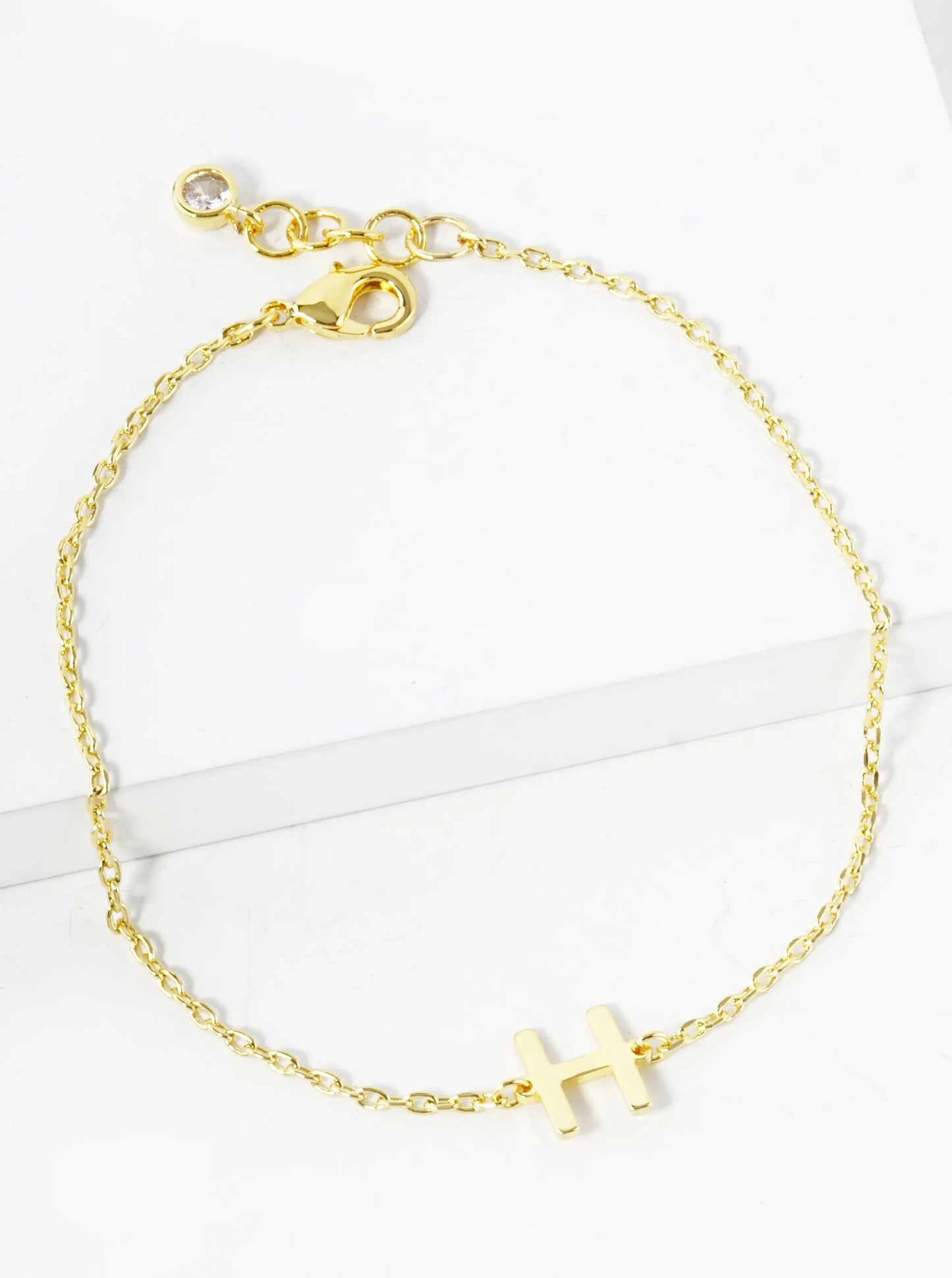 18K Gold Dipped Brass Initial Chain Bracelet