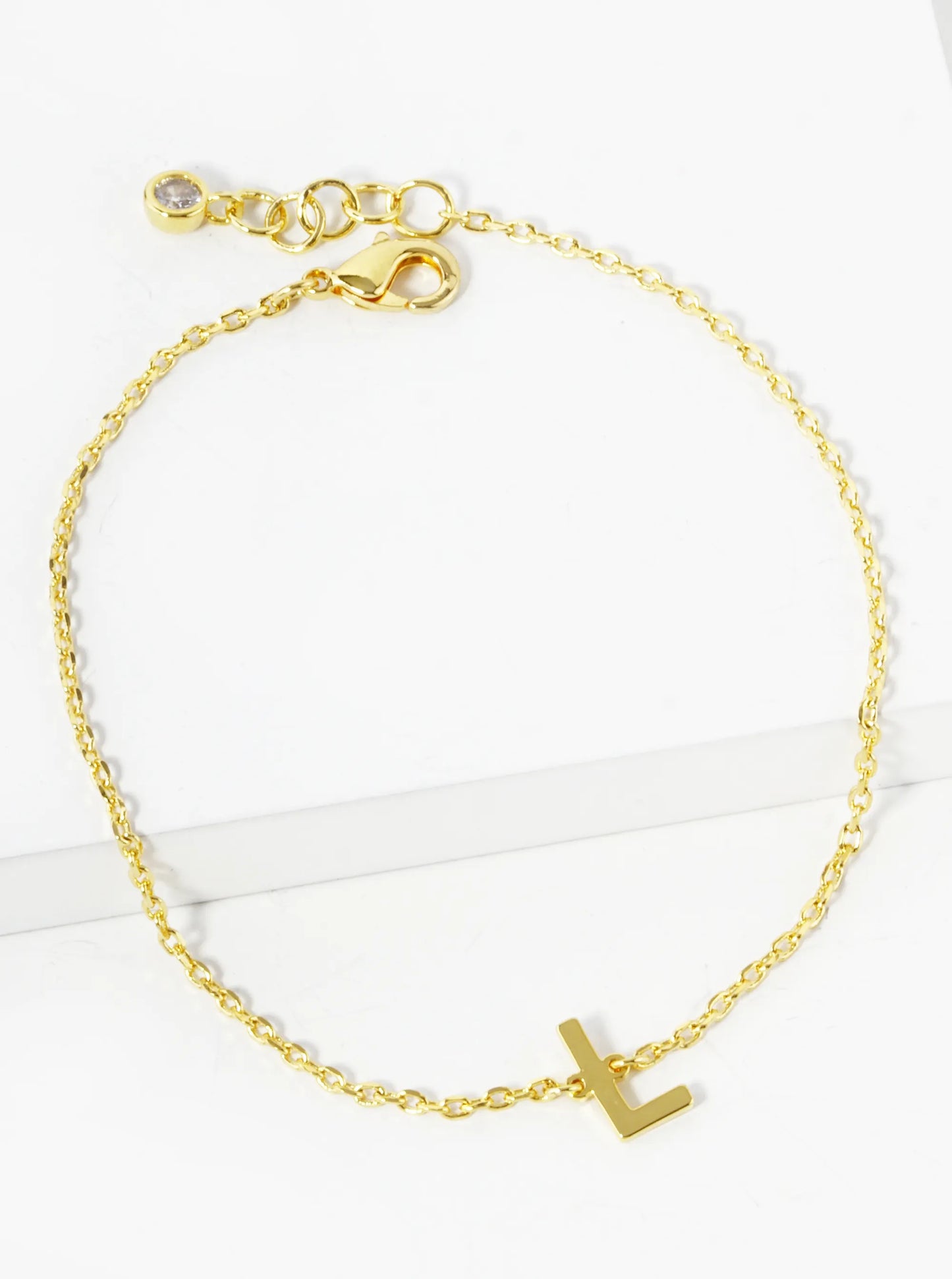 18K Gold Dipped Brass Initial Chain Bracelet
