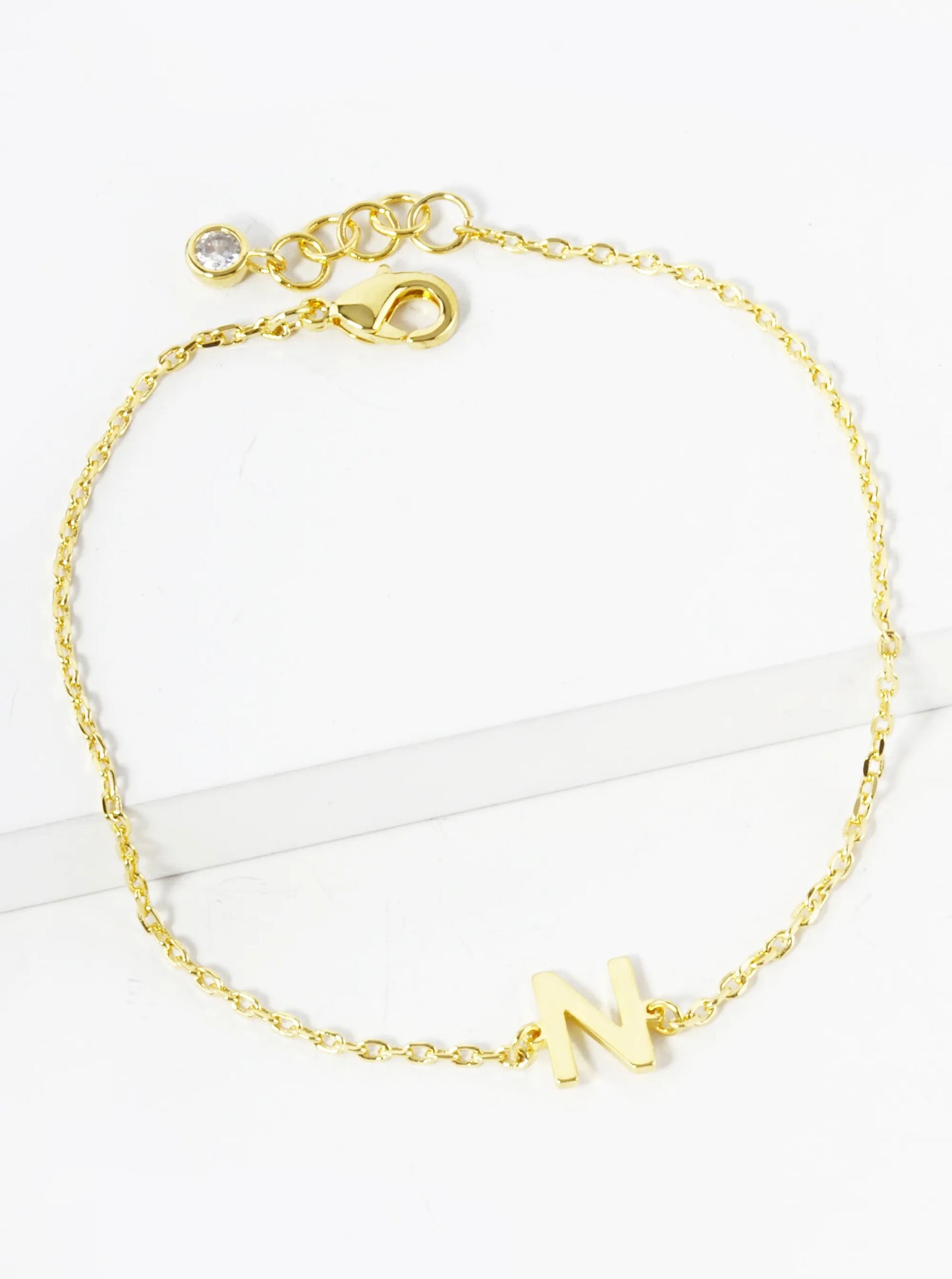 18K Gold Dipped Brass Initial Chain Bracelet