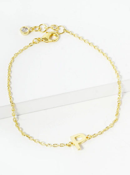 18K Gold Dipped Brass Initial Chain Bracelet