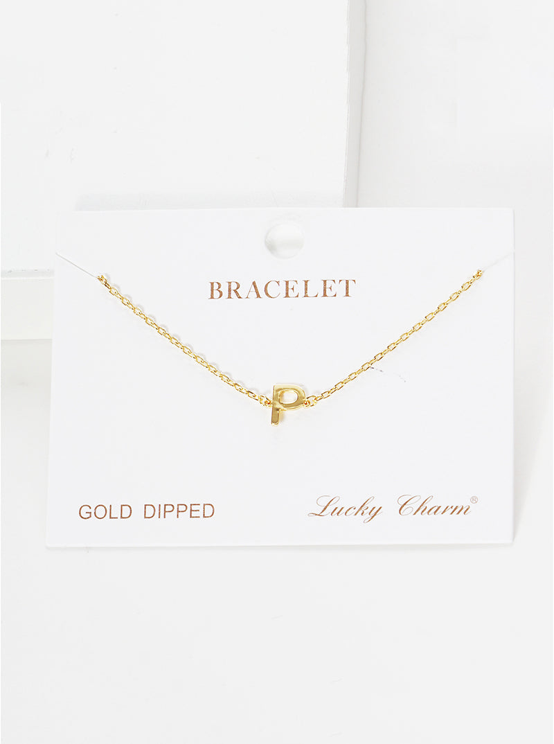 18K Gold Dipped Brass Initial Chain Bracelet