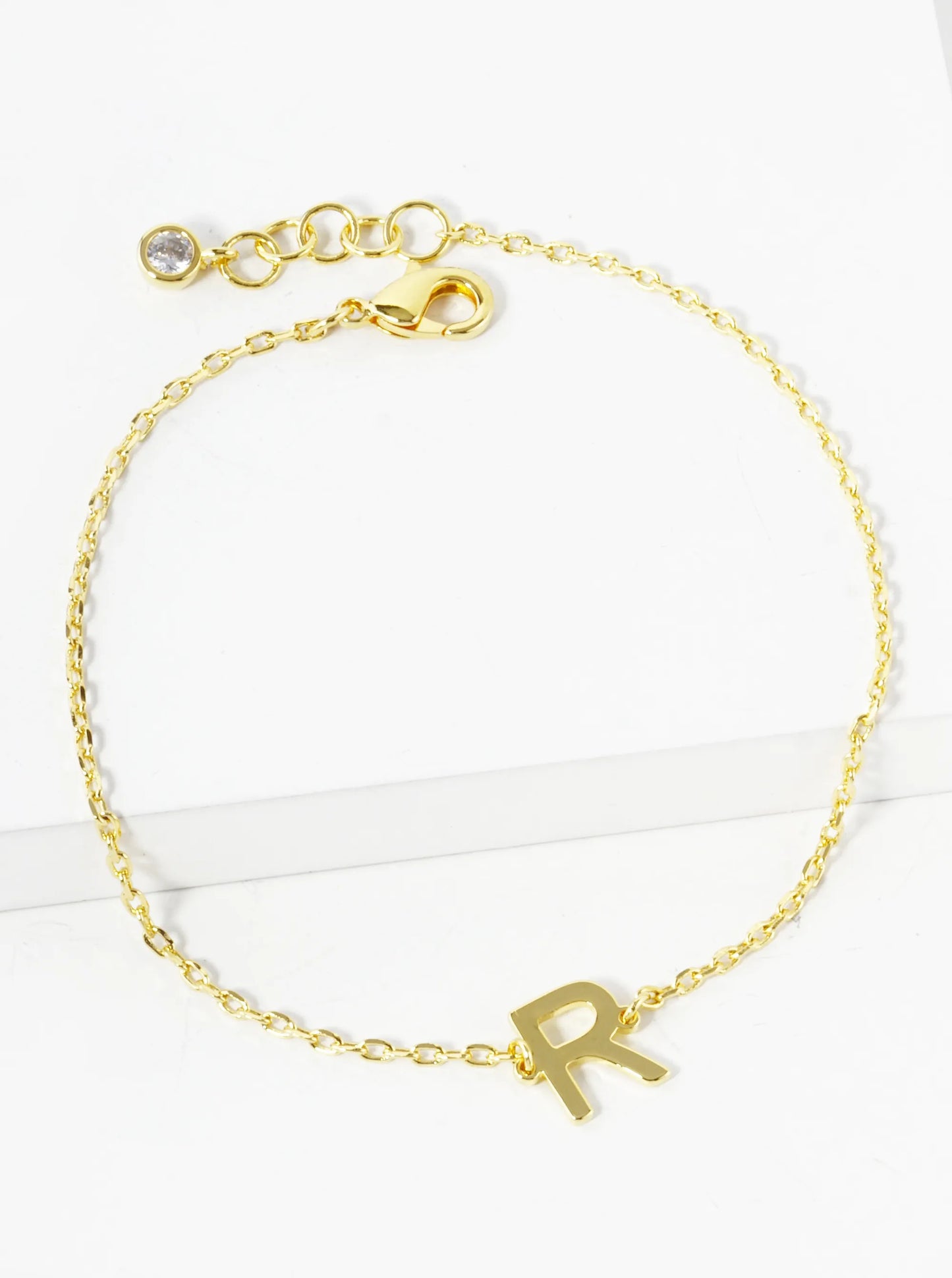 18K Gold Dipped Brass Initial Chain Bracelet