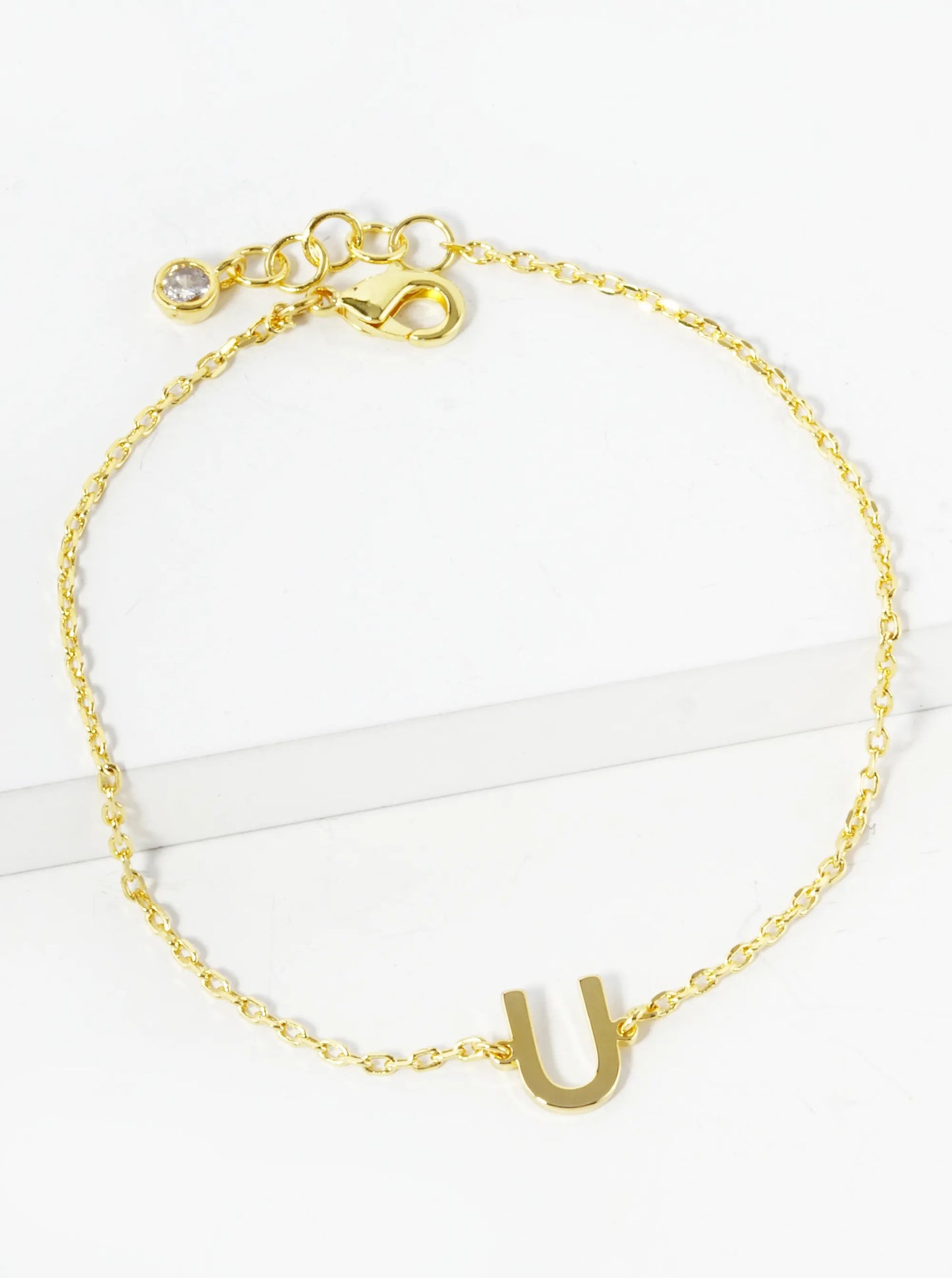 18K Gold Dipped Brass Initial Chain Bracelet
