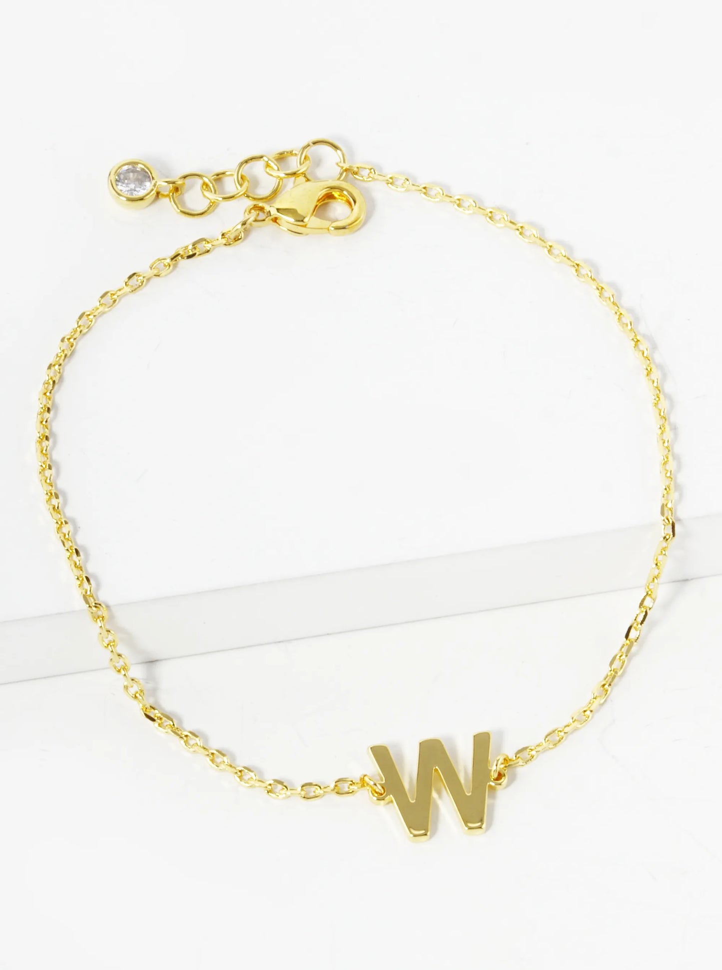 18K Gold Dipped Brass Initial Chain Bracelet