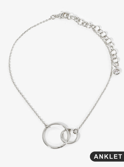 18K Gold Dipped Brass Interlocking Two Circles Chain Anklet