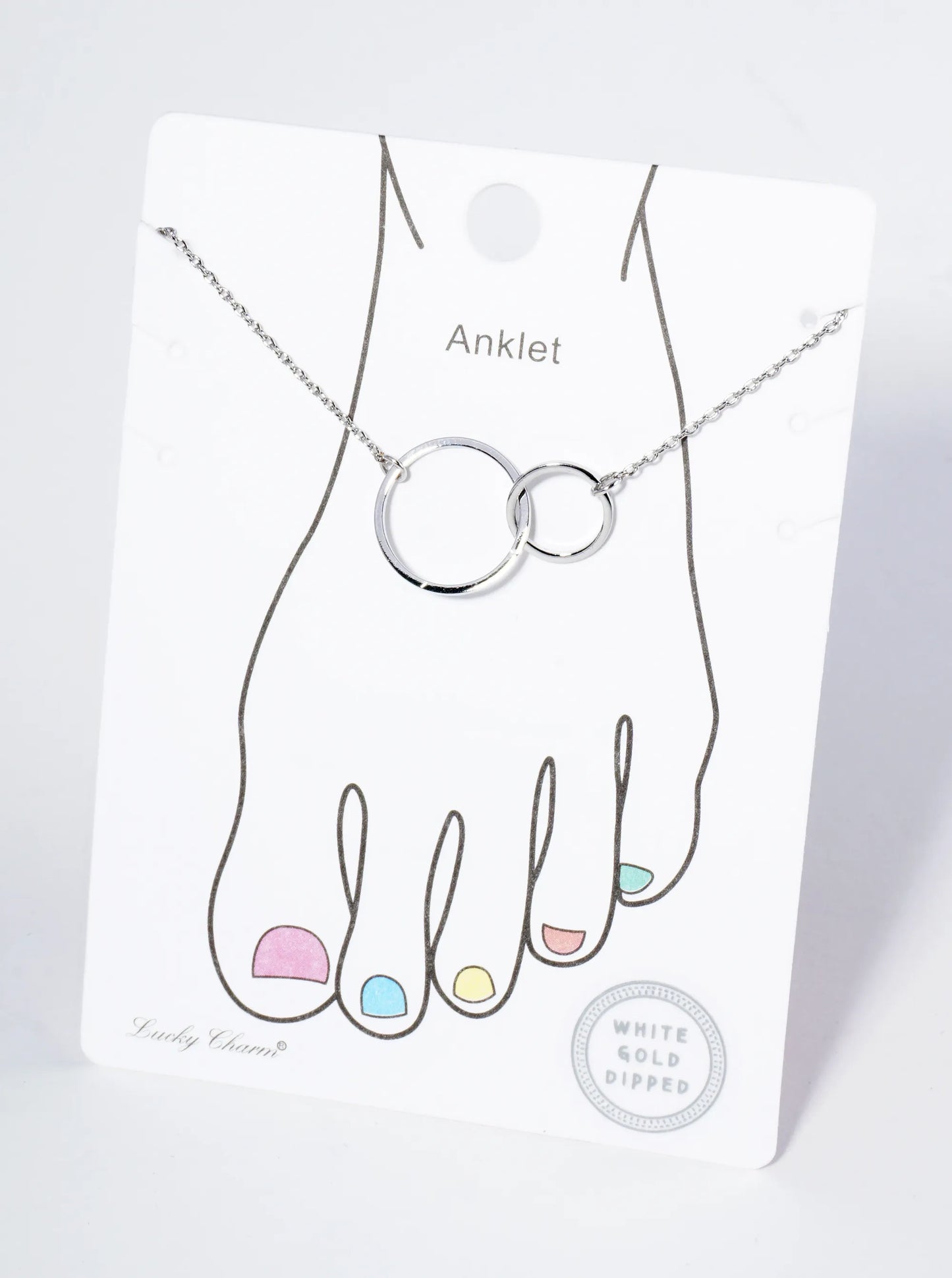 18K Gold Dipped Brass Interlocking Two Circles Chain Anklet