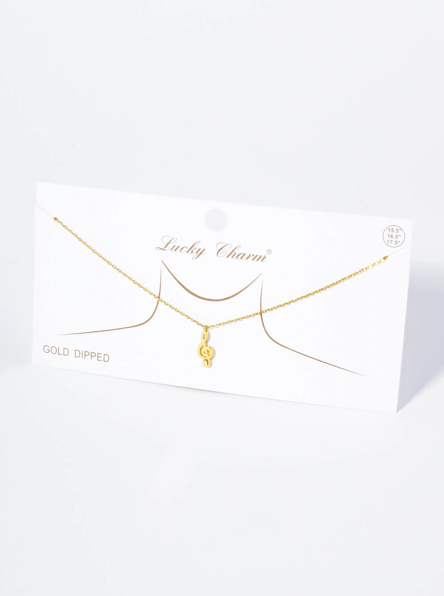 18K Gold Dipped Brass Musical Note Pendant Necklace