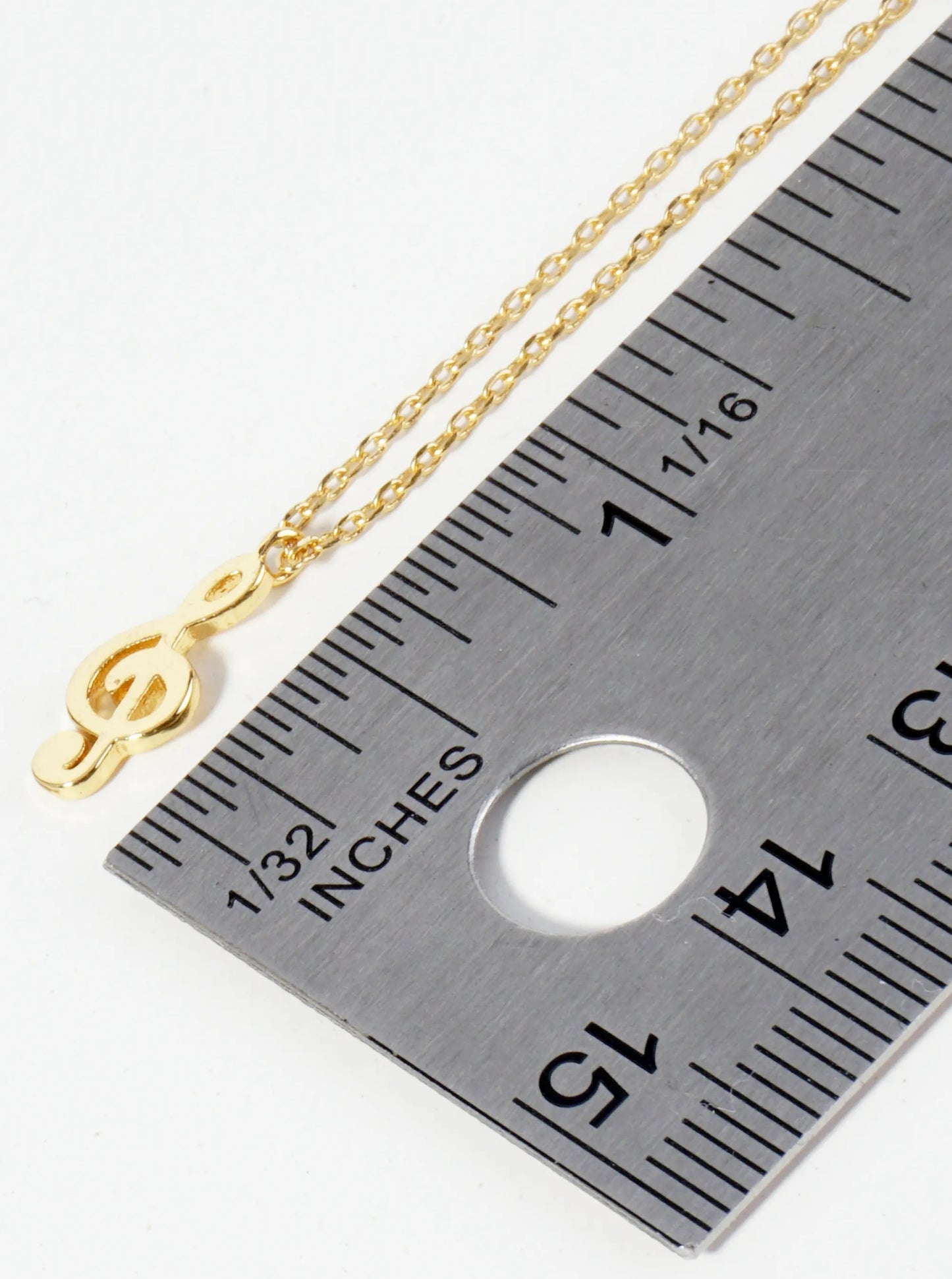 18K Gold Dipped Brass Musical Note Pendant Necklace