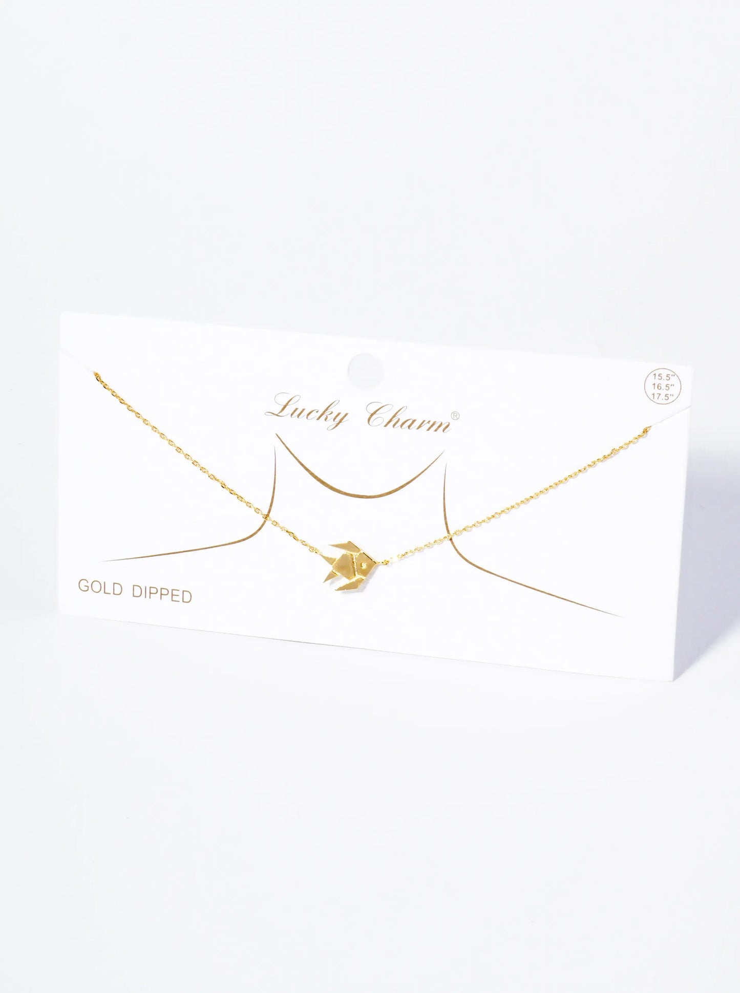 18K Gold Dipped Brass Paper Fish Pendant Necklace