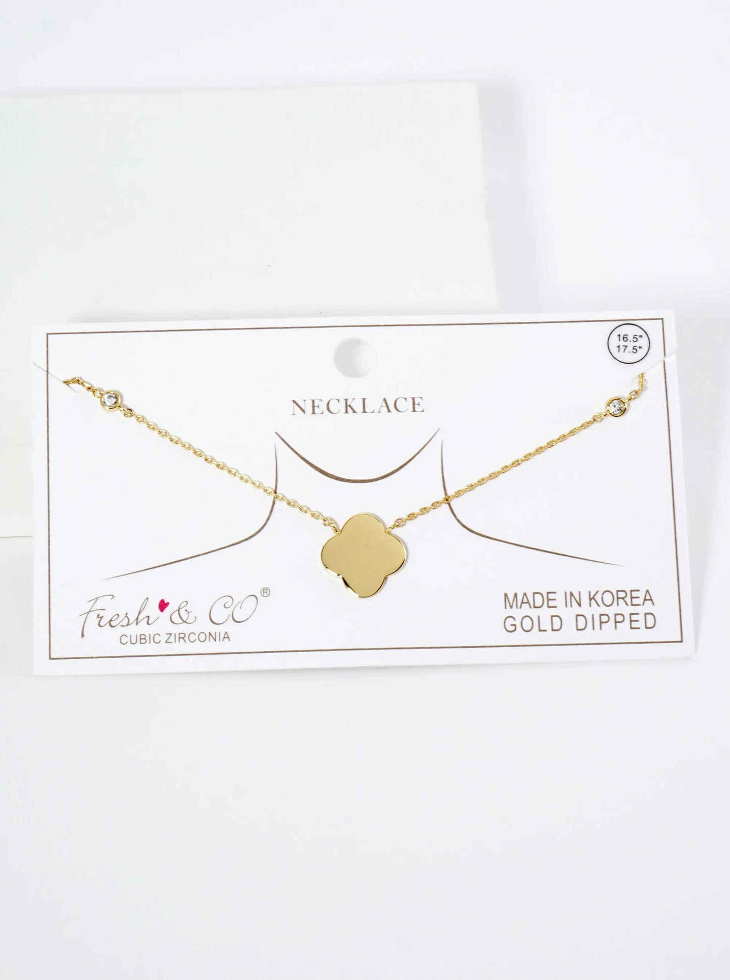 18K Gold Dipped Brass Quatrefoil Pendant Necklace