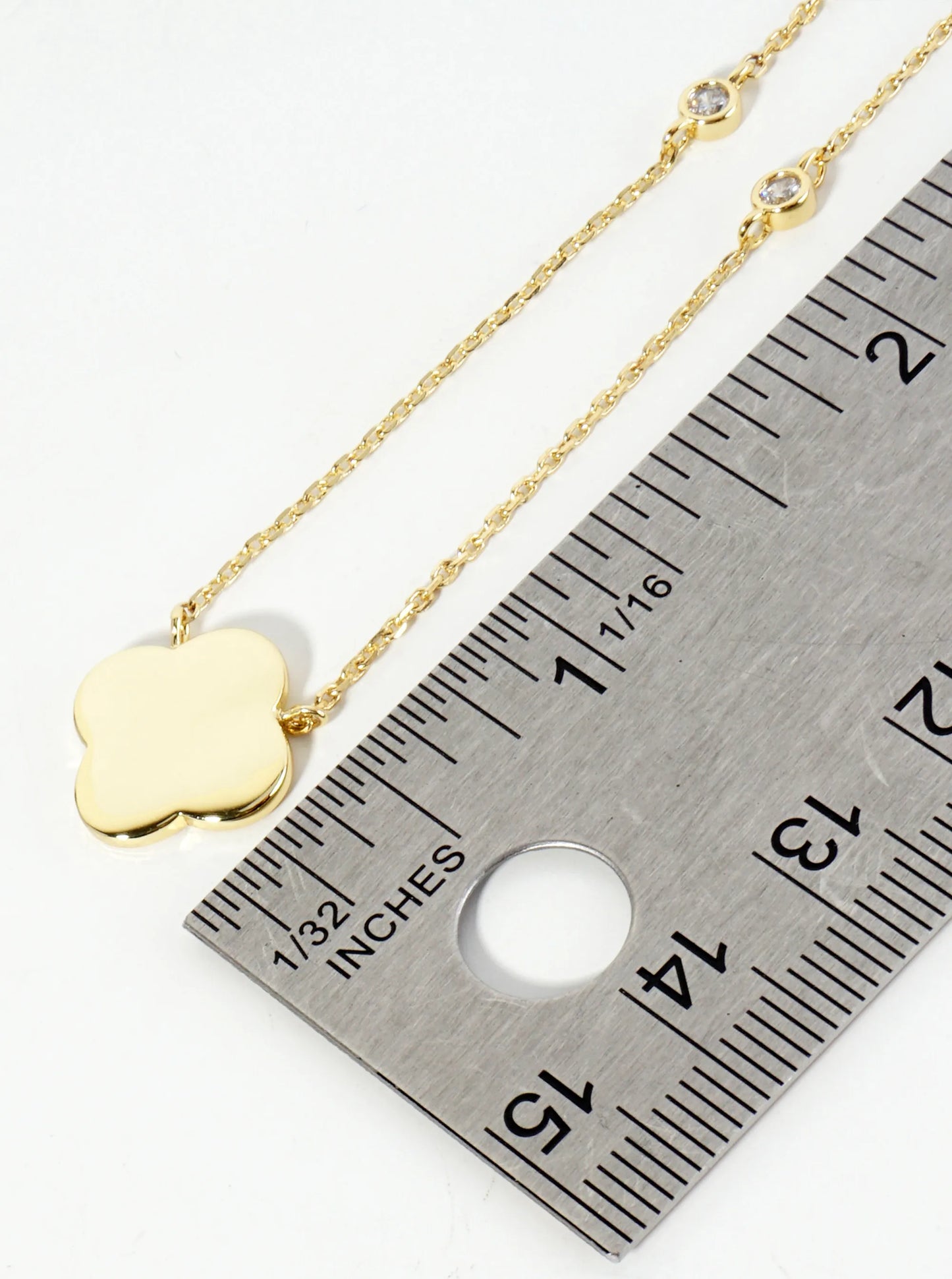 18K Gold Dipped Brass Quatrefoil Pendant Necklace