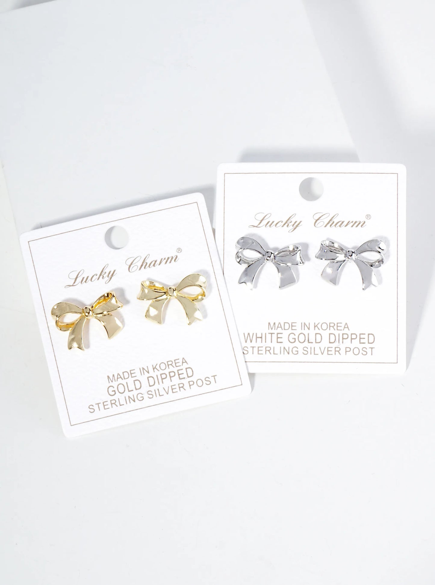 18K Gold Dipped Brass Ribbon Bow Stud Earrings
