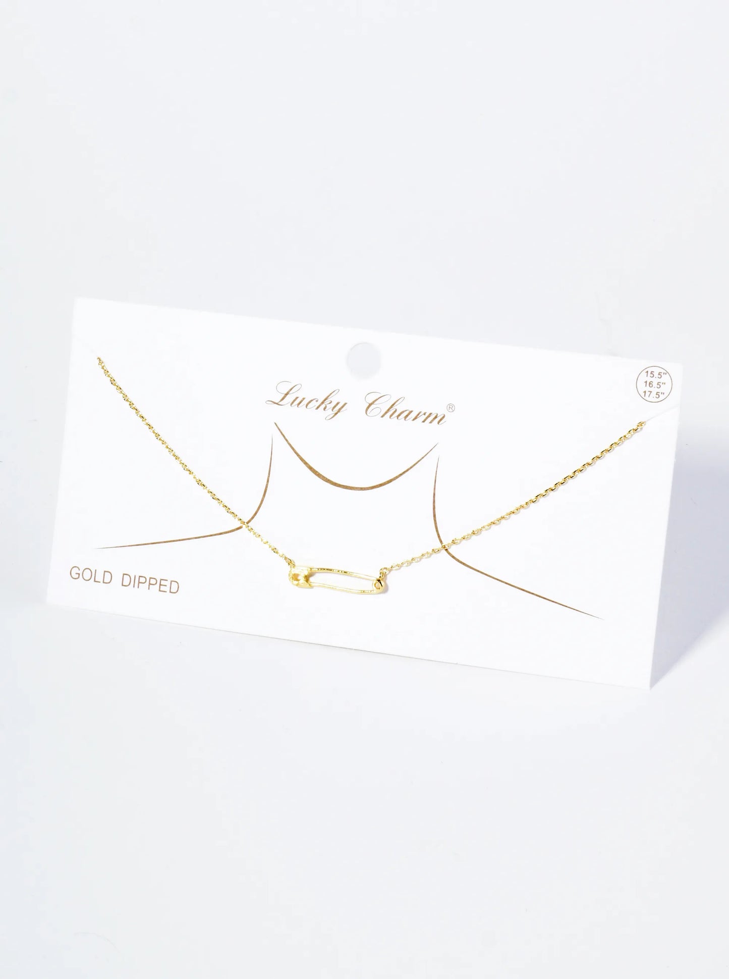 18K Gold Dipped Brass Safety Pin Pendant Necklace