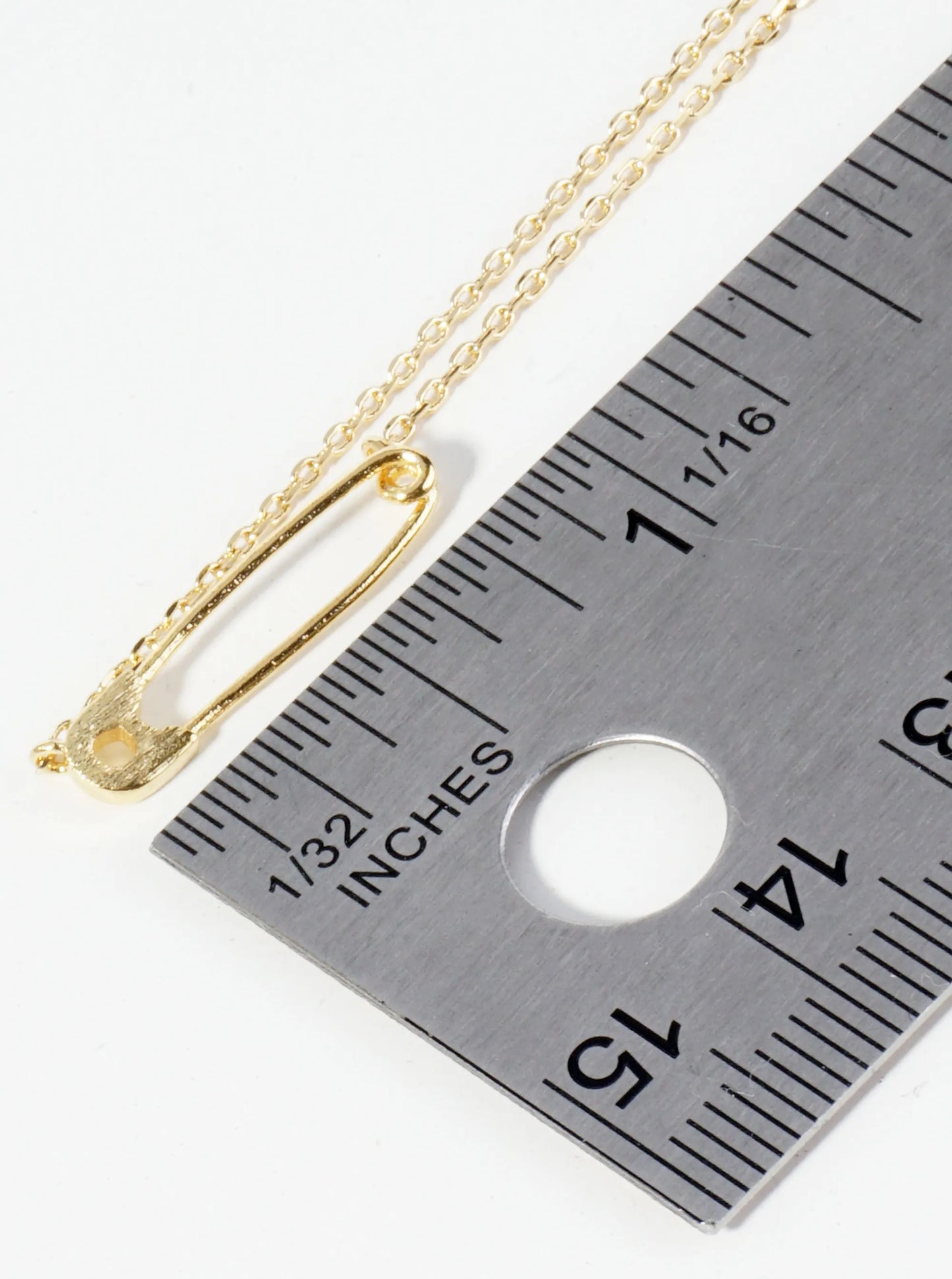 18K Gold Dipped Brass Safety Pin Pendant Necklace