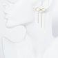 18K Gold Dipped Brass Snake Chain Ribbon Bow Drop Post Earrings