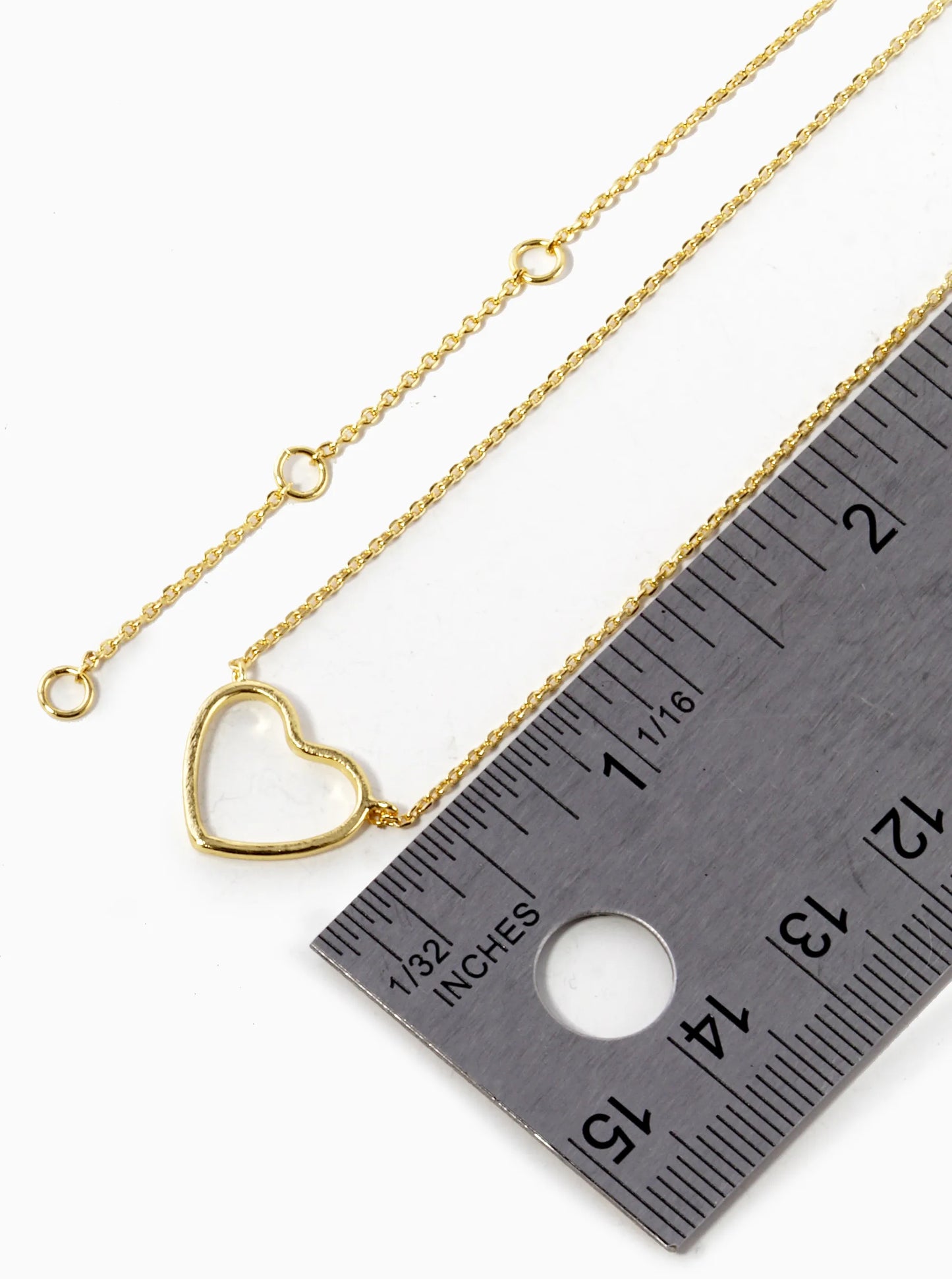 18K Gold Dipped Brushed 12mm Wire Heart Pendant Necklace