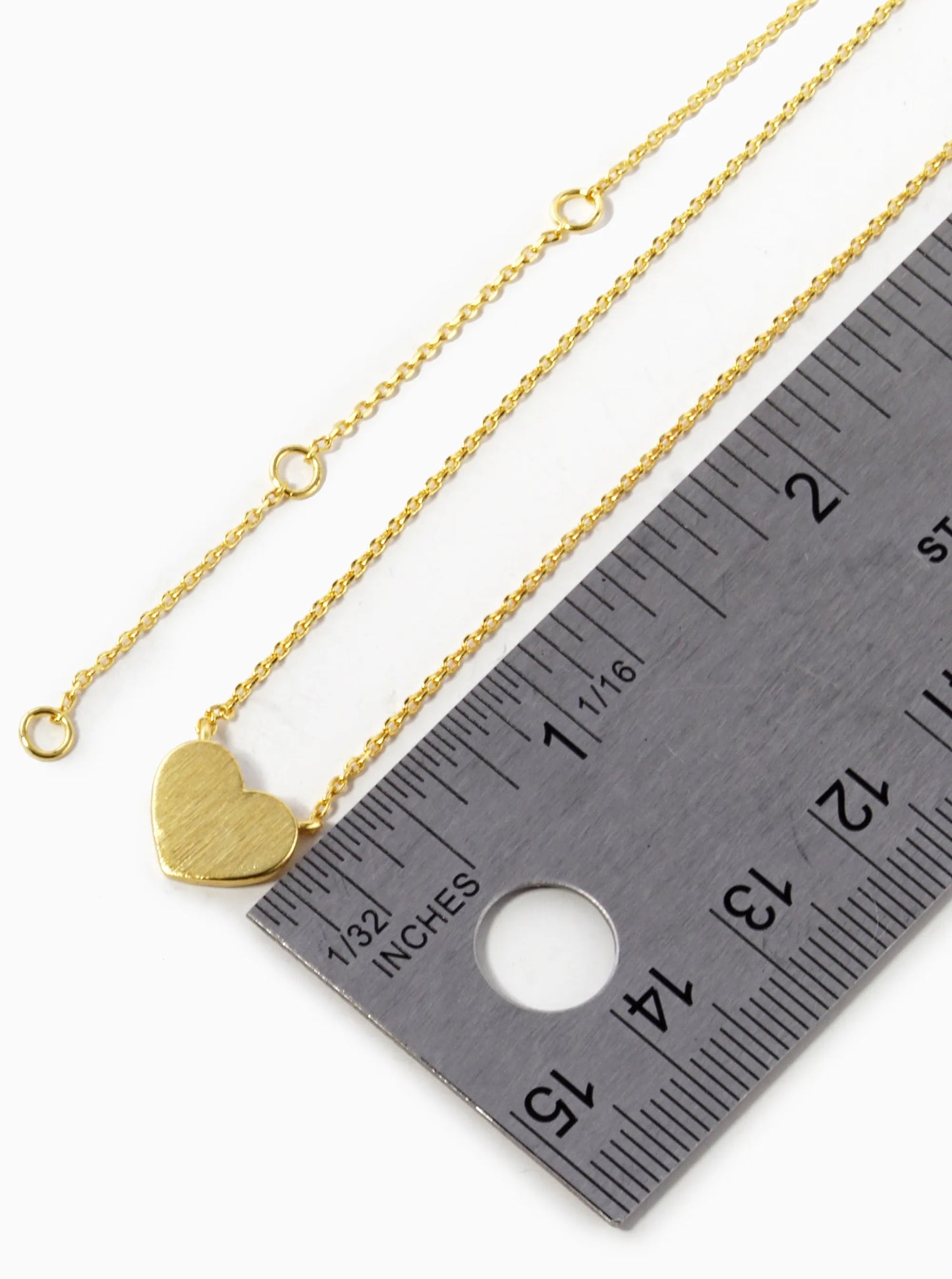 18K Gold Dipped Brushed 9mm Brass Heart Pendant Necklace