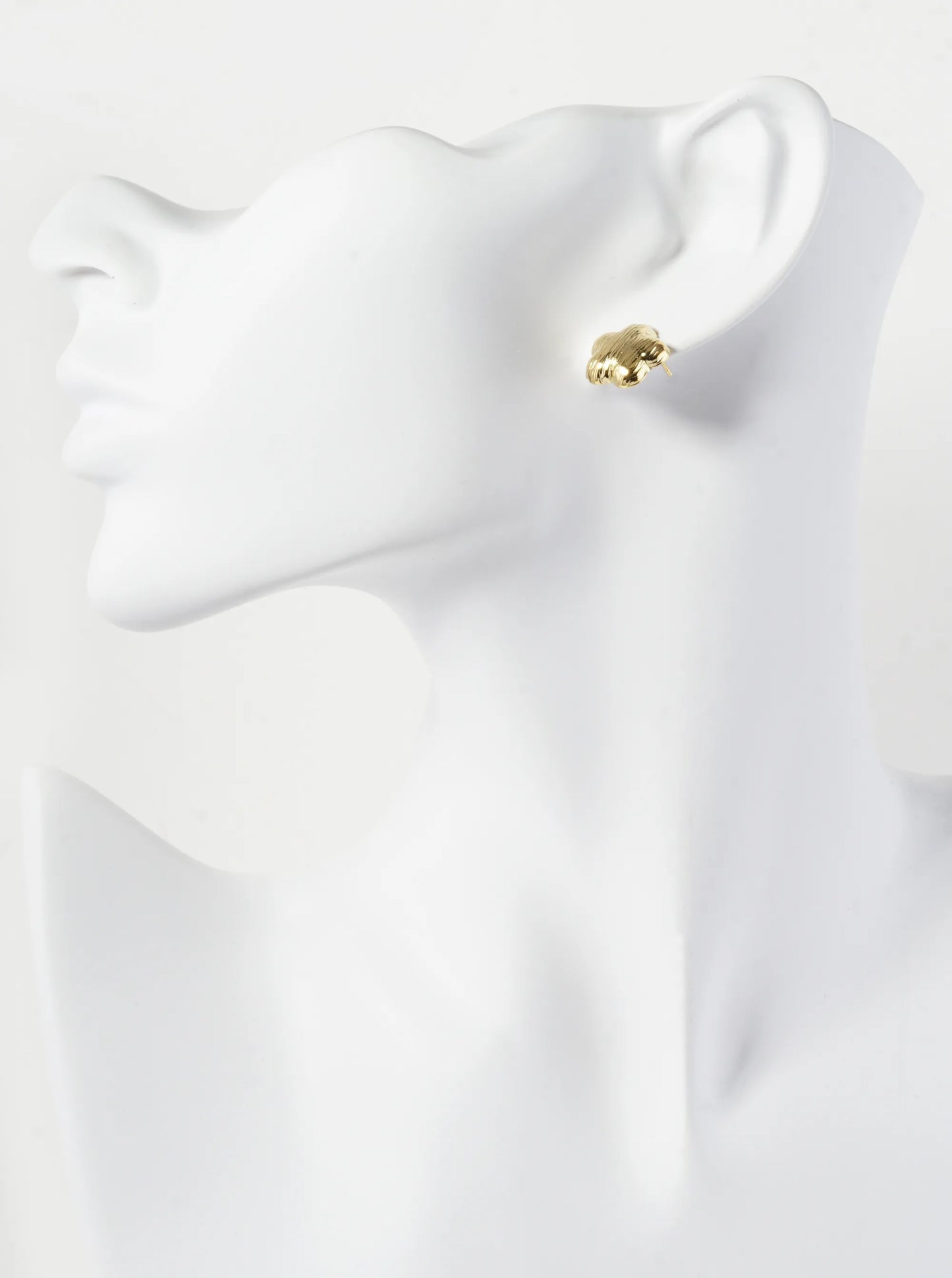 18K Gold Dipped Brushed Brass 13mm Puffy Flower Stud Earrings