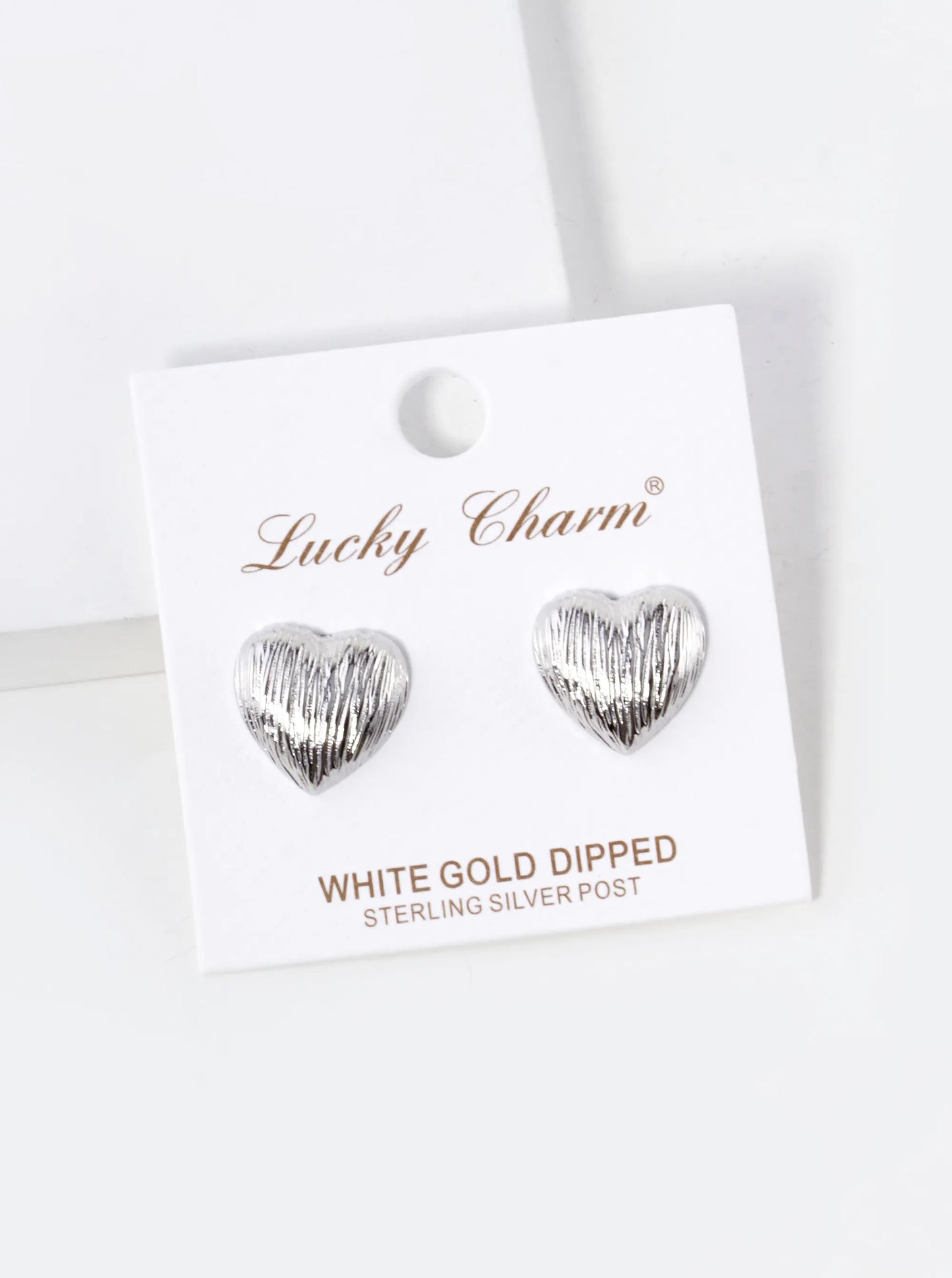 18K Gold Dipped Brushed Brass 13mm Puffy Heart Stud Earrings