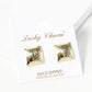 18K Gold Dipped Brushed Brass 13mm Puffy Square Stud Earrings