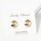 18K Gold Dipped Brushed Brass 14mm Puffy Oval Stud Earrings