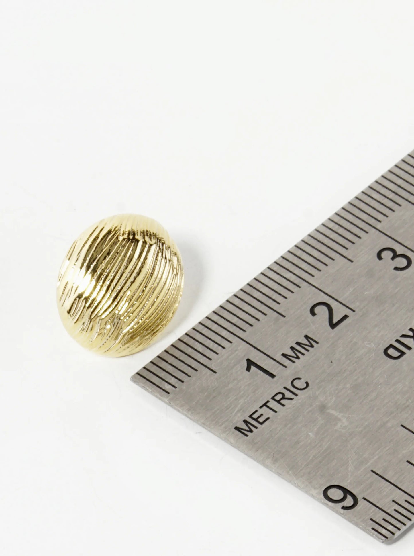 18K Gold Dipped Brushed Brass 14mm Puffy Oval Stud Earrings