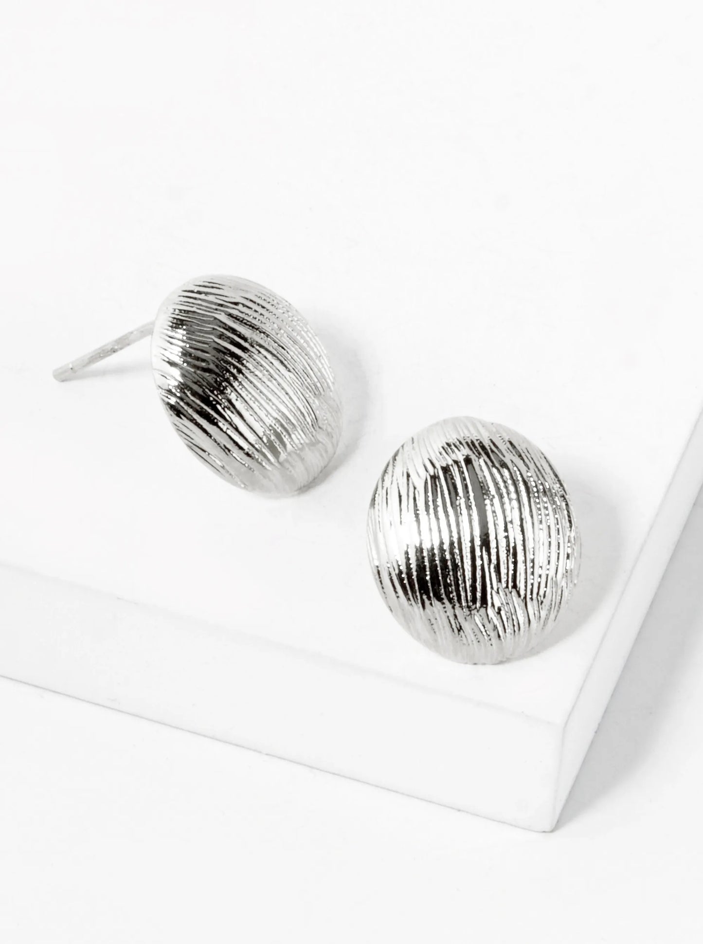 18K Gold Dipped Brushed Brass 14mm Puffy Oval Stud Earrings