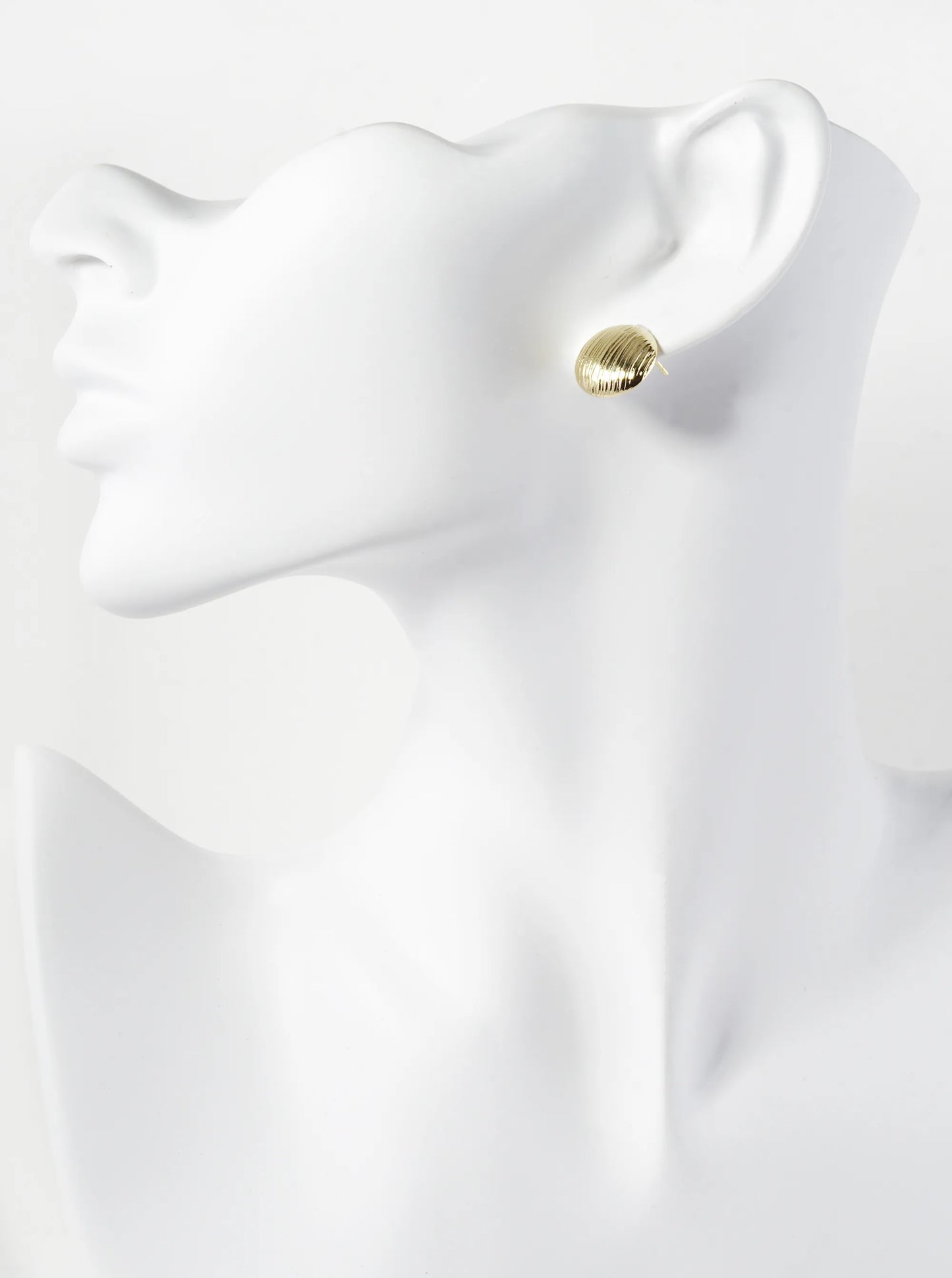 18K Gold Dipped Brushed Brass 14mm Puffy Round Stud Earrings