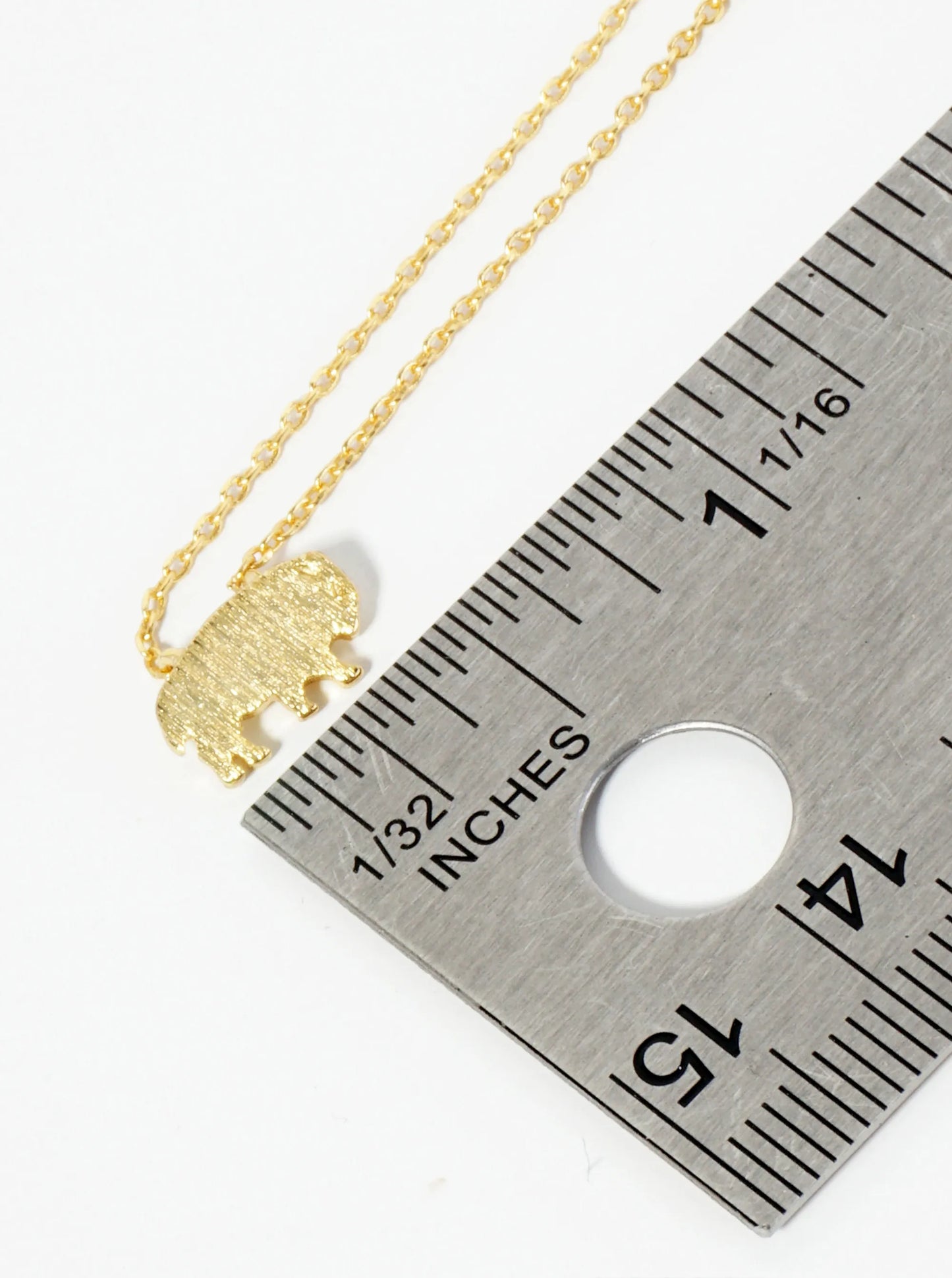 18K Gold Dipped Brushed Brass Buffalo Pendant Necklace