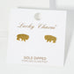 18K Gold Dipped Brushed Brass Buffalo Stud Earrings