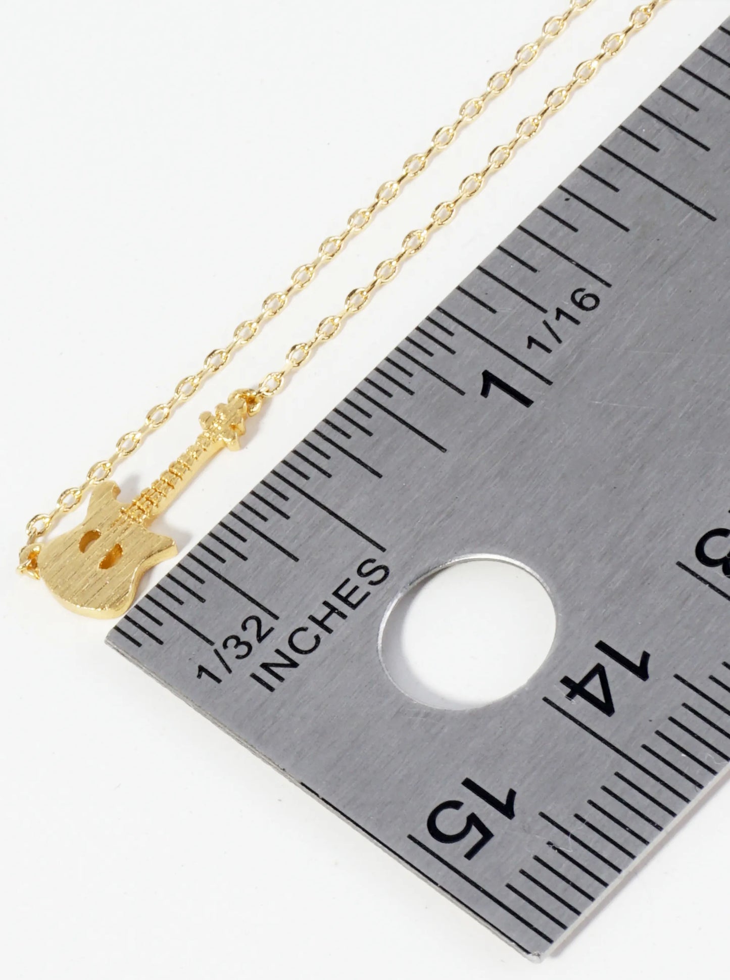 18K Gold Dipped Brushed Brass Electric Guitar Pendant Necklace