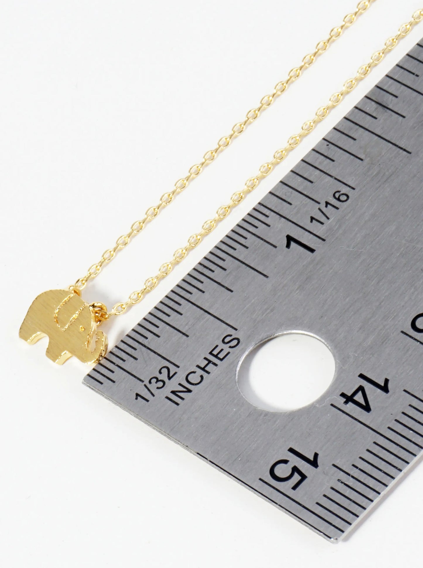 18K Gold Dipped Brushed Brass Elephant Pendant Necklace