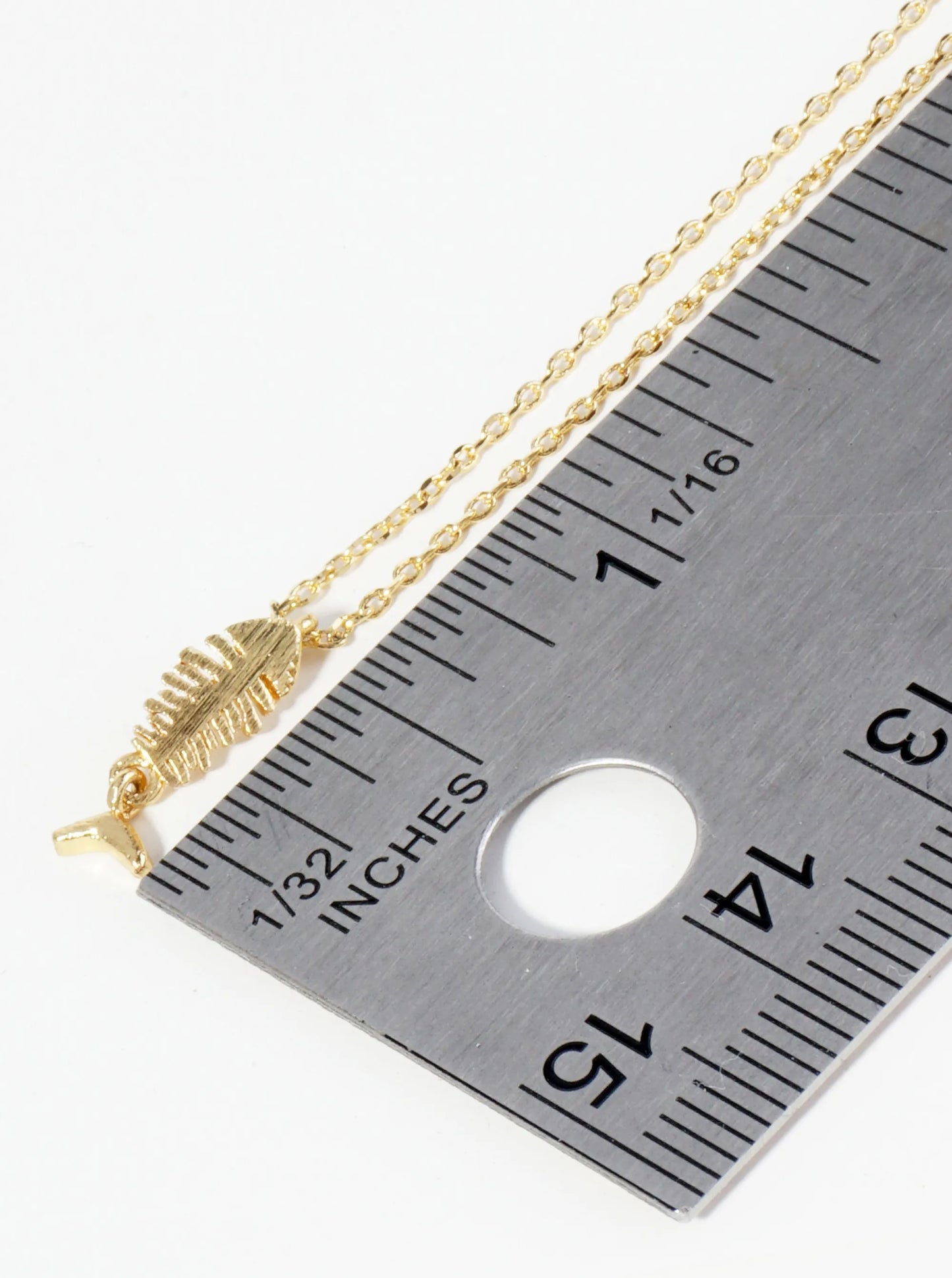 18K Gold Dipped Brushed Brass Fishbone Pendant Necklace