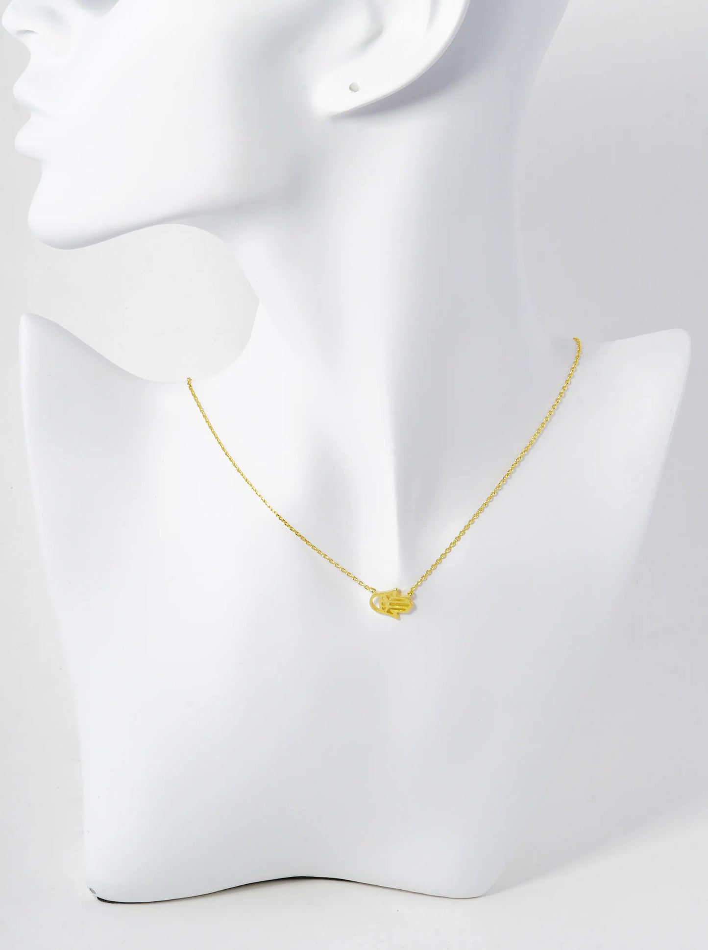 18K Gold Dipped Brushed Brass Hamsa Pendant Necklace