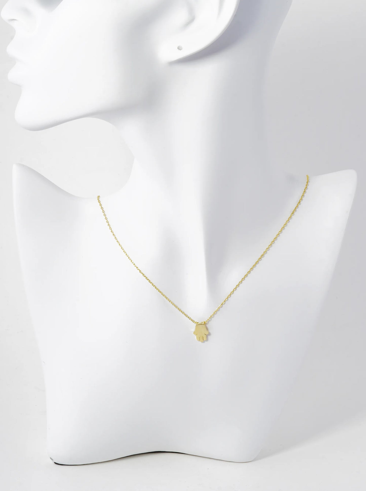 18K Gold Dipped Brushed Brass Hamsa Pendant Necklace