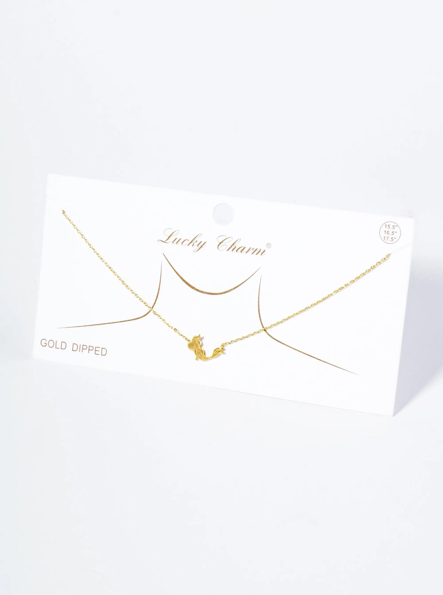 18K Gold Dipped Brushed Brass Mermaid Pendant Necklace