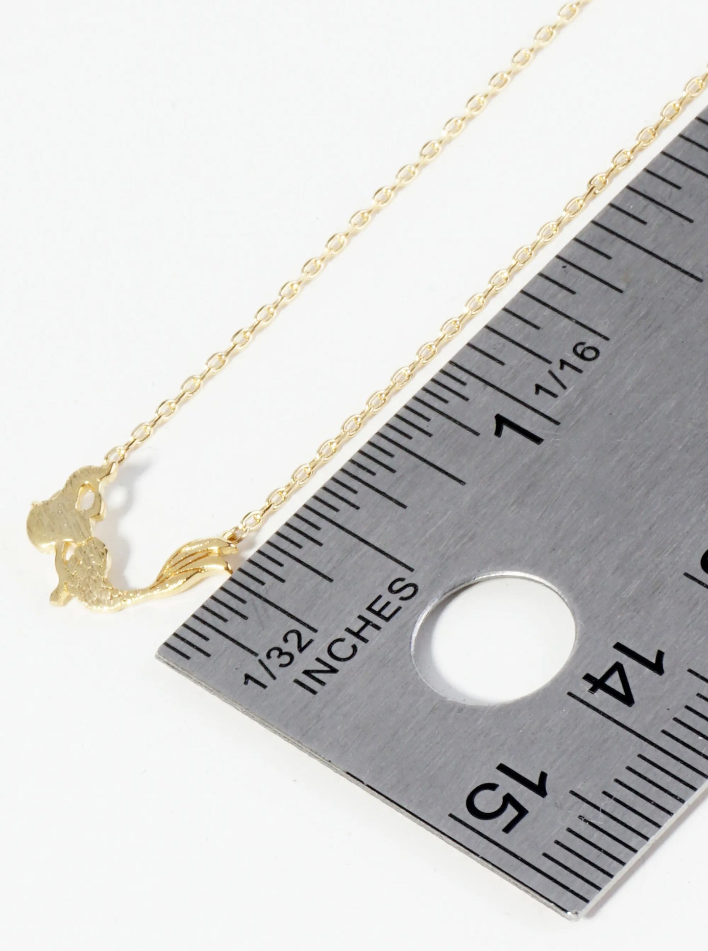18K Gold Dipped Brushed Brass Mermaid Pendant Necklace