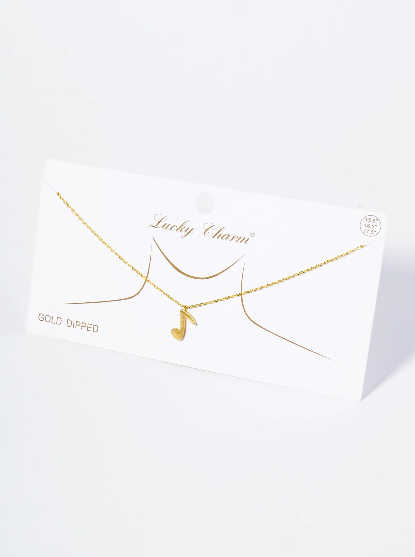 18K Gold Dipped Brushed Brass Musical Note Pendant Necklace