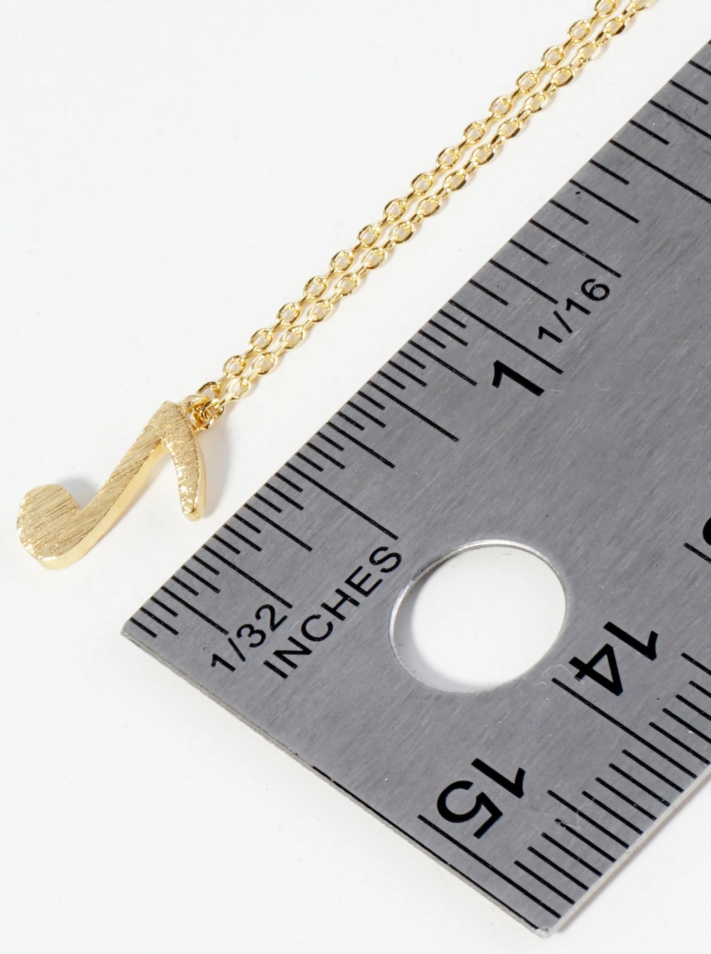 18K Gold Dipped Brushed Brass Musical Note Pendant Necklace