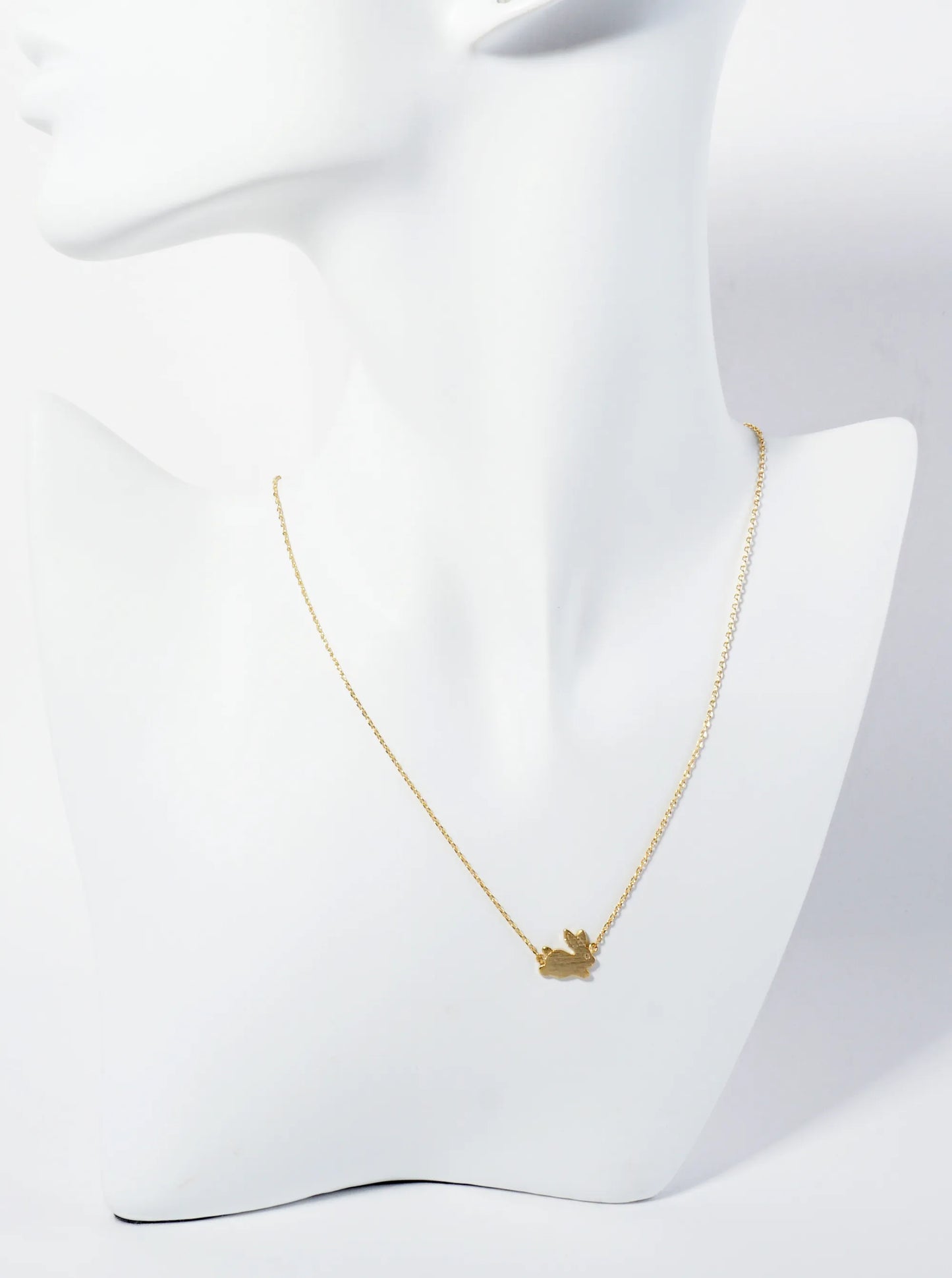 18K Gold Dipped Brushed Brass Rabbit Pendant Necklace