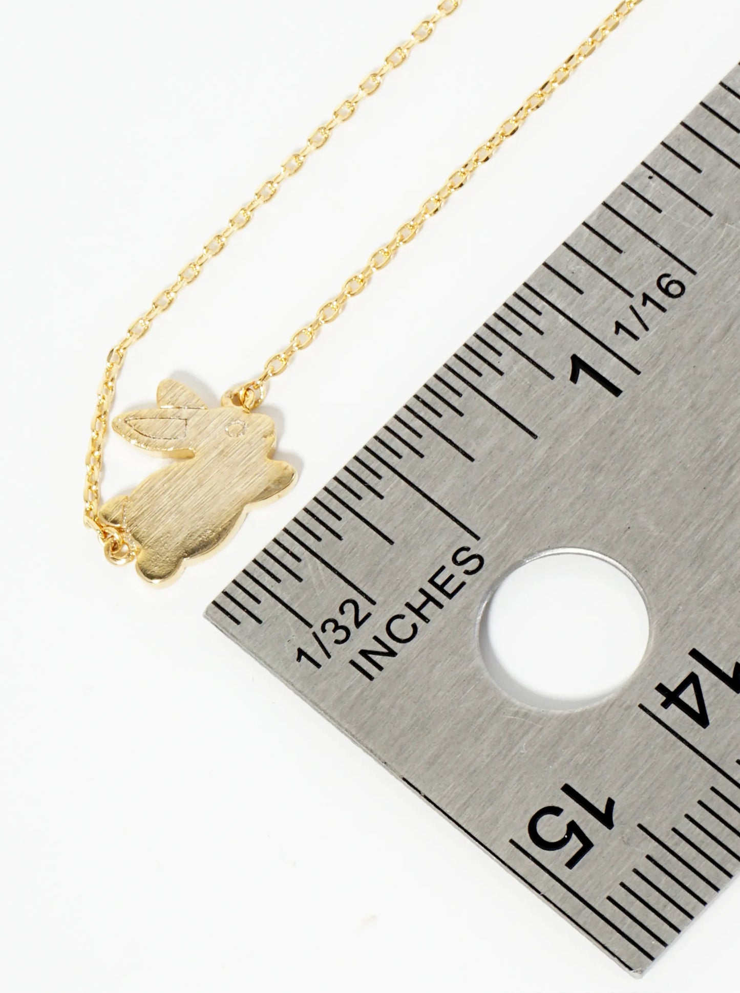 18K Gold Dipped Brushed Brass Rabbit Pendant Necklace