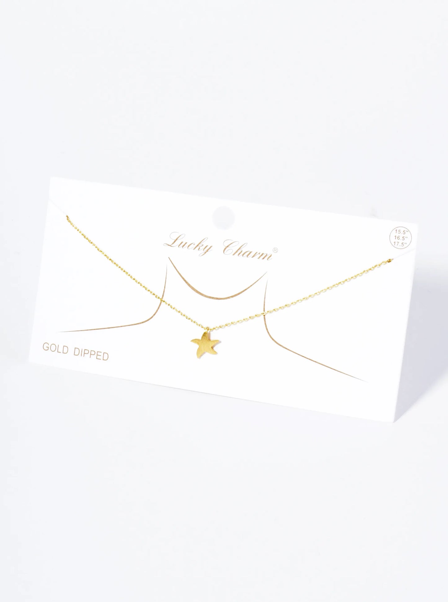 18K Gold Dipped Brushed Brass Starfish Sea Star Pendant Necklace