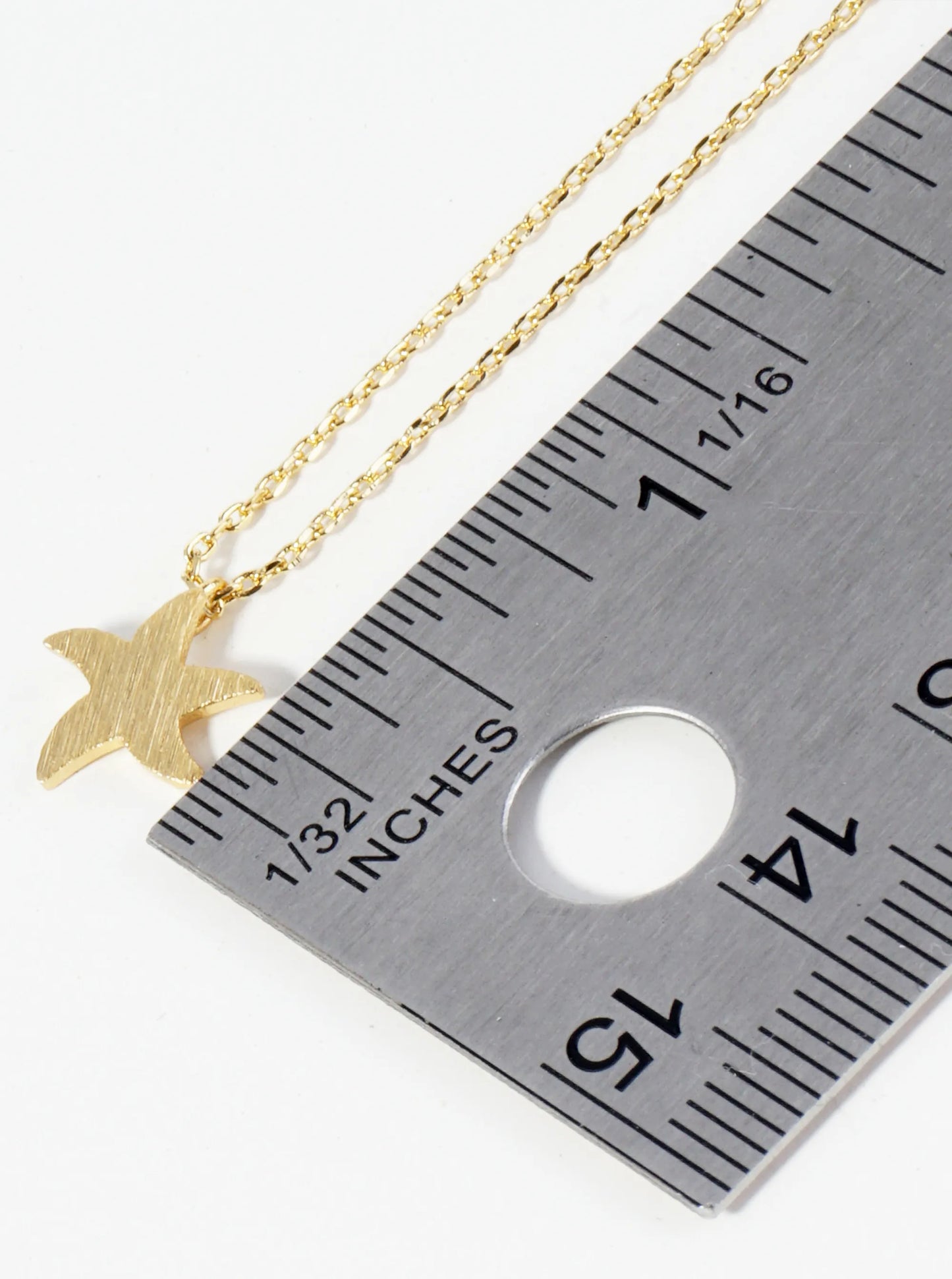 18K Gold Dipped Brushed Brass Starfish Sea Star Pendant Necklace