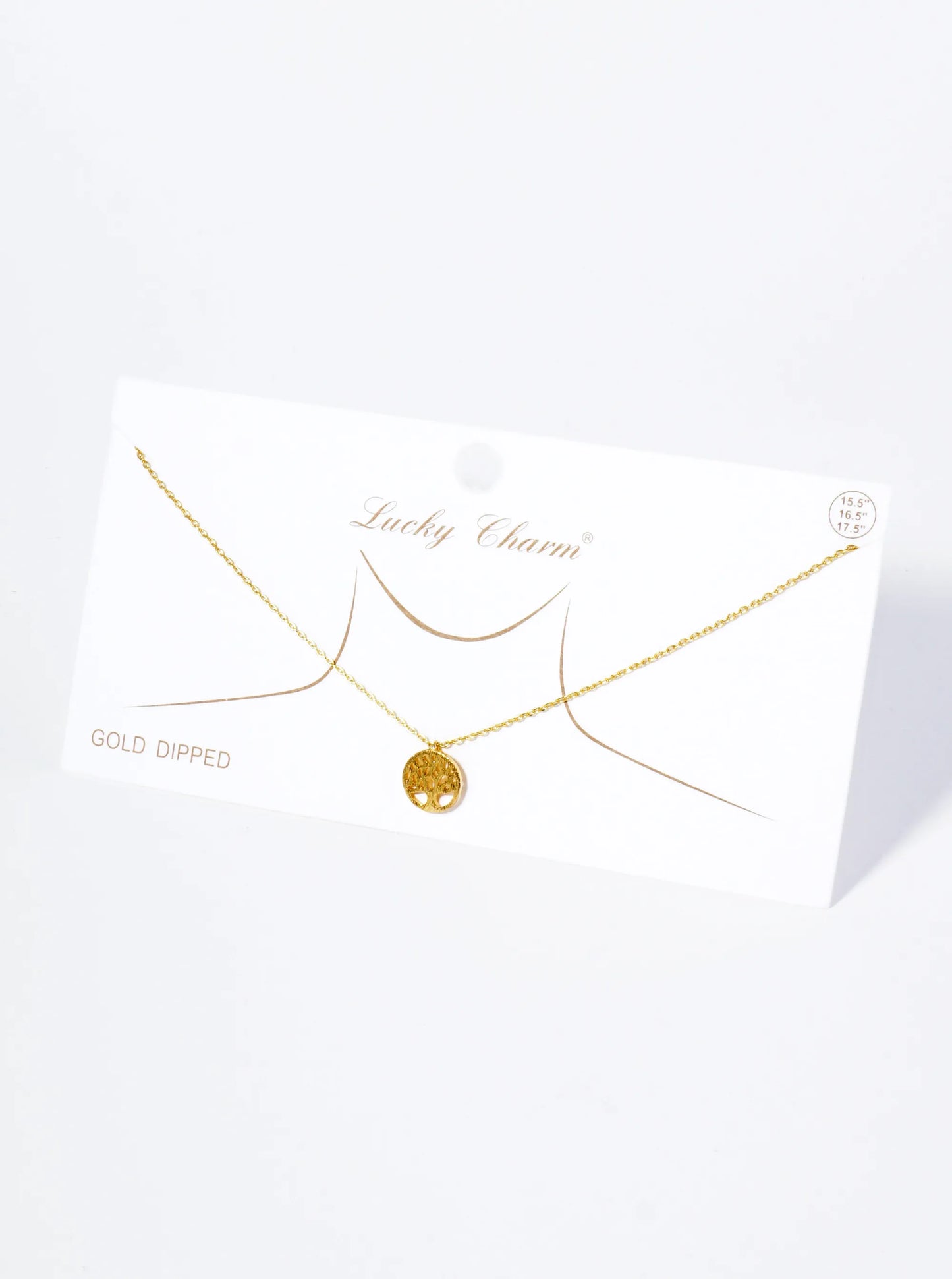 18K Gold Dipped Brushed Brass Tree Of Life Pendant Necklace