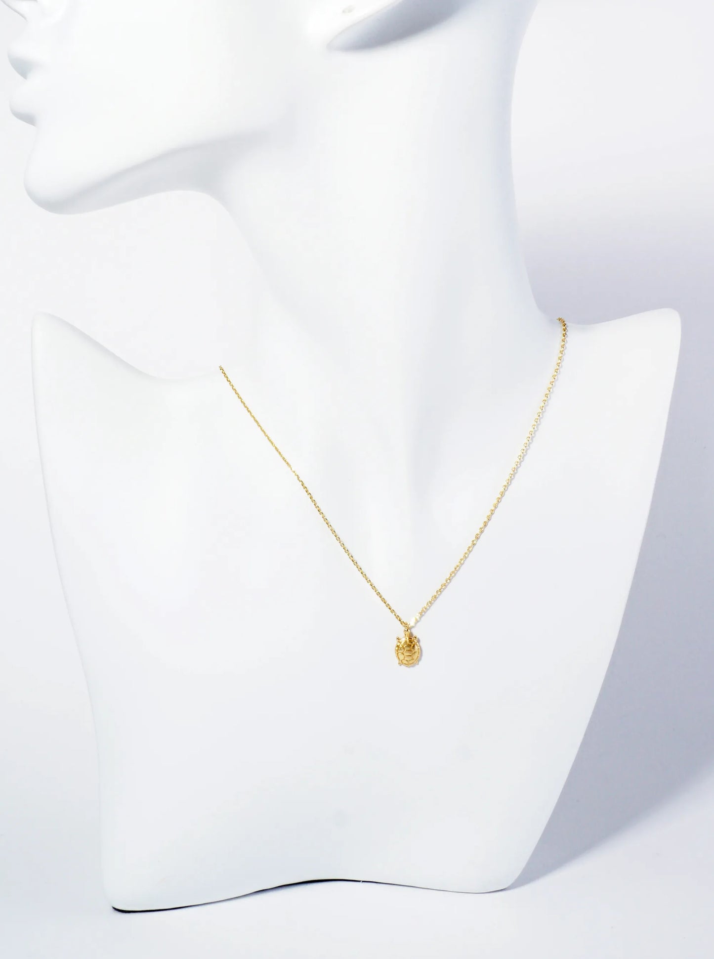 18K Gold Dipped Brushed Brass Turtle Pendant Necklace
